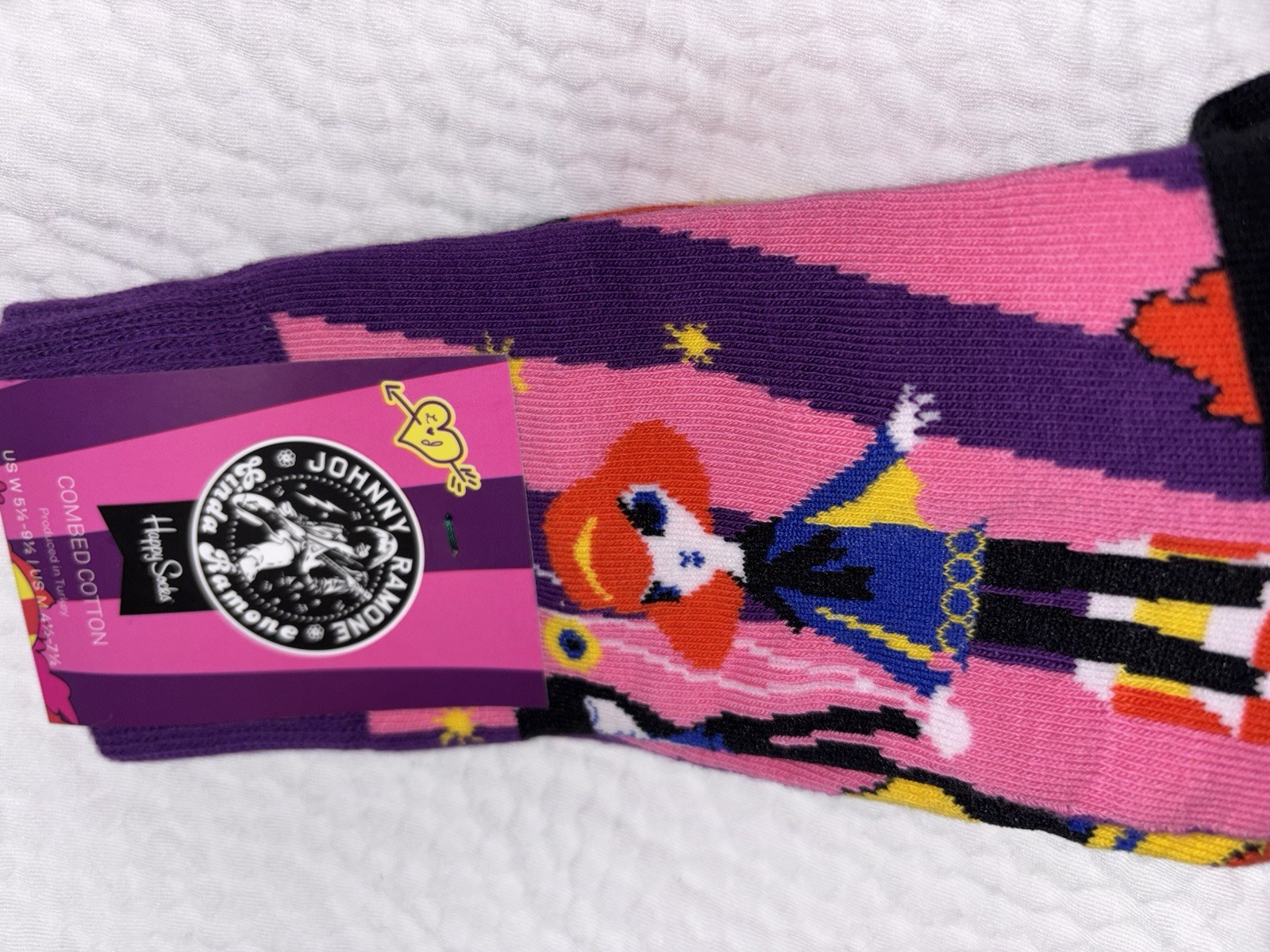Happy Socks Linda & Johnny Ramone Graphic Crew Socks US M 5.5-8 Multicolor