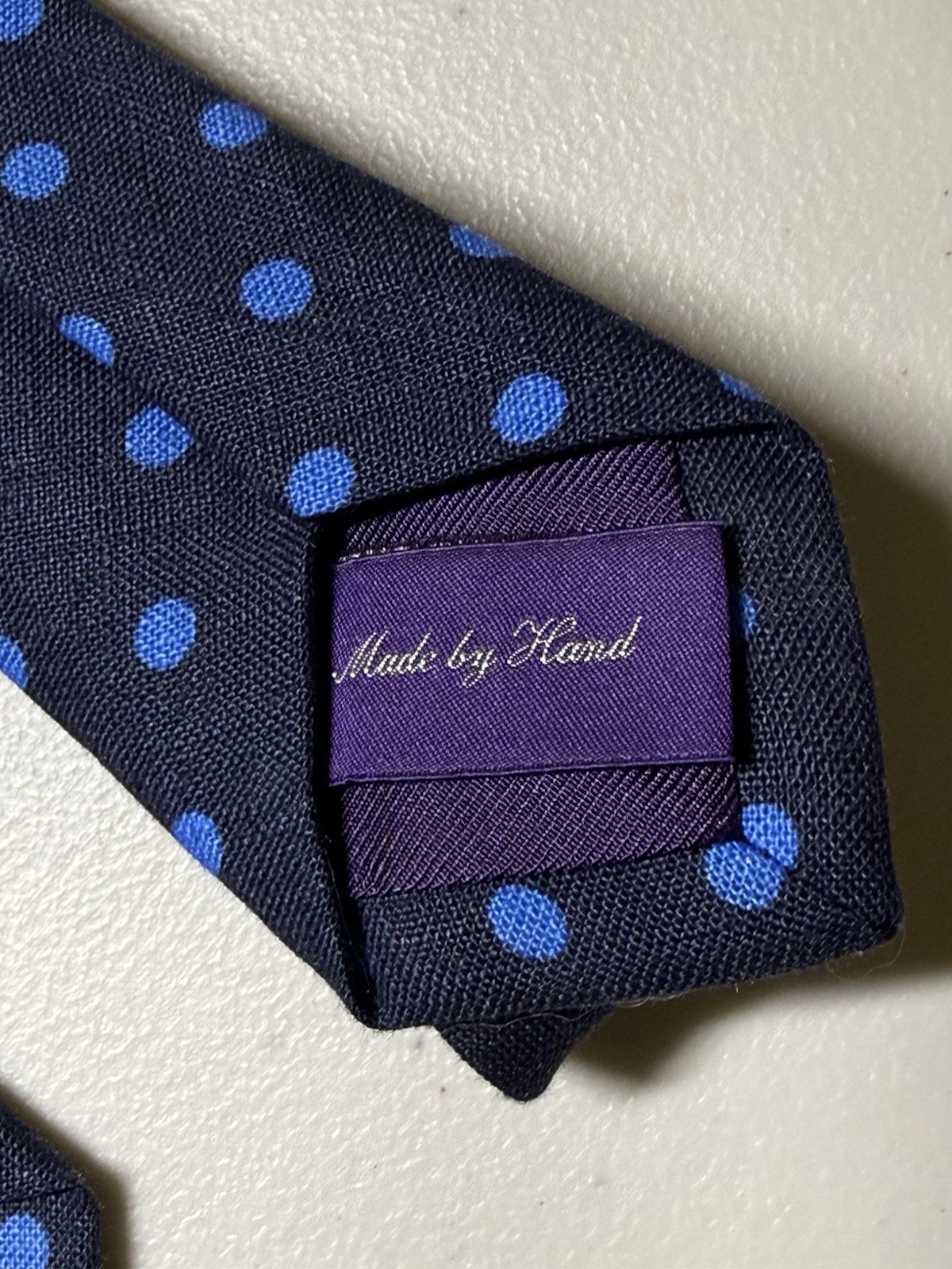 Ralph Lauren Purple Label Blue Polka Dot Silk Tie 3.25” Made In Italy