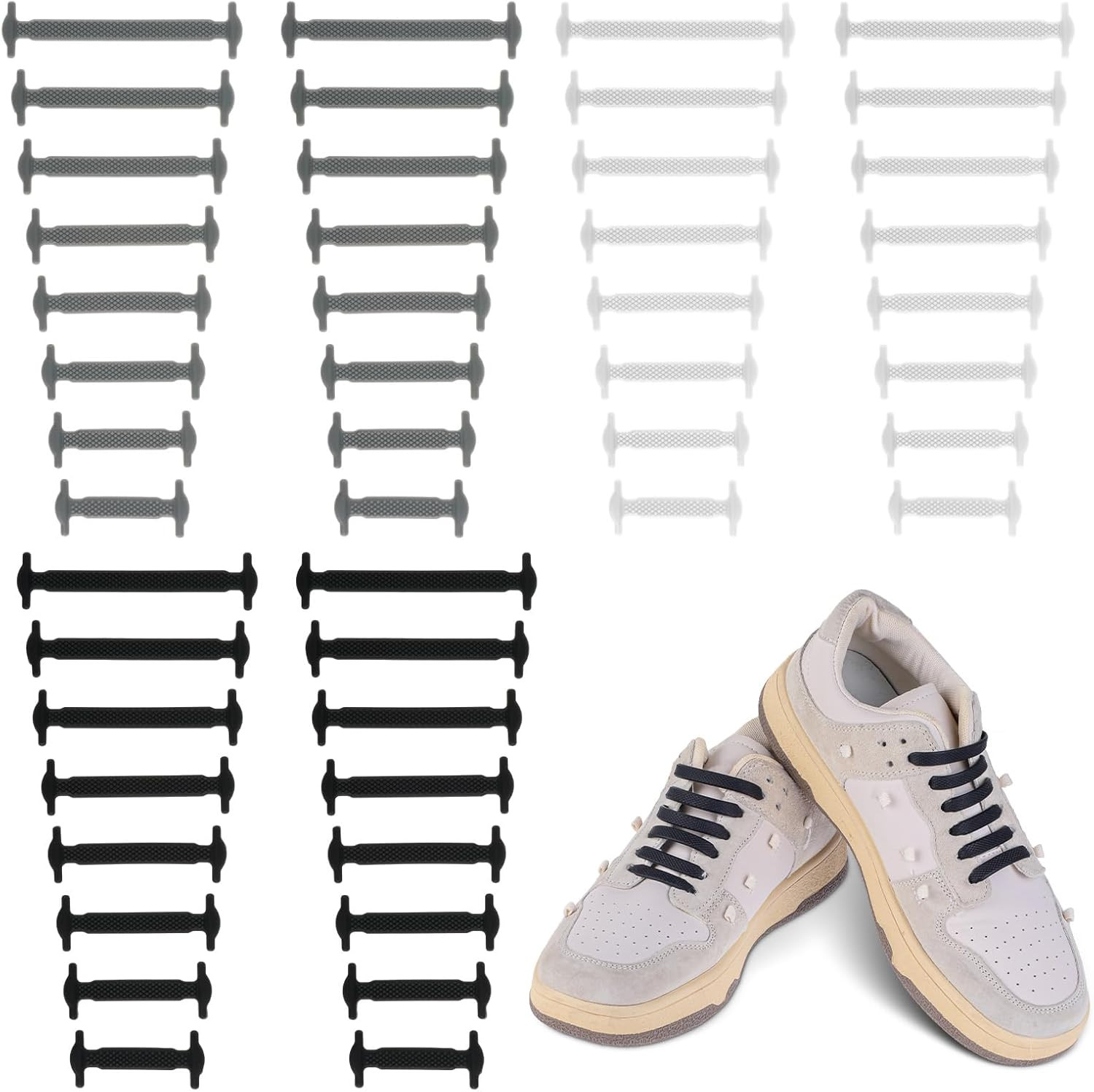 3 Set No Tie Elastic Silicone Shoelaces Tieless Stretch Shoe Laces