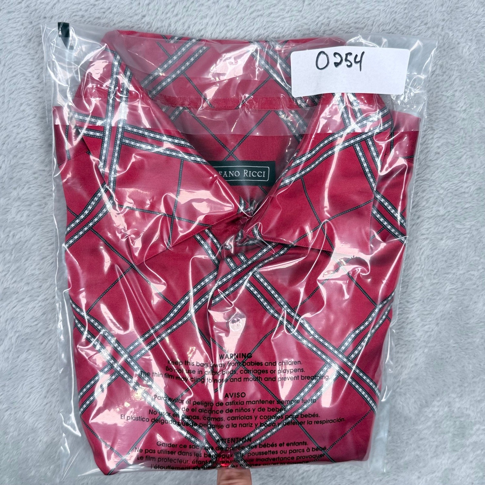Stefano Ricci 100% Silk Button Up Shirt Mens Medium Red Geometric Italy Luxury