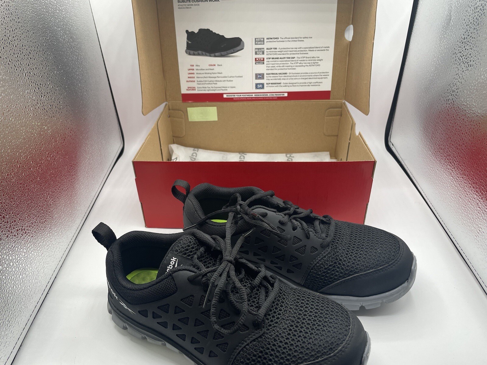 EXCELLENT-Woman’s 8.5 Shoes Reebok Work Sublite Cushion Work Alloy Toe WORN ONCE