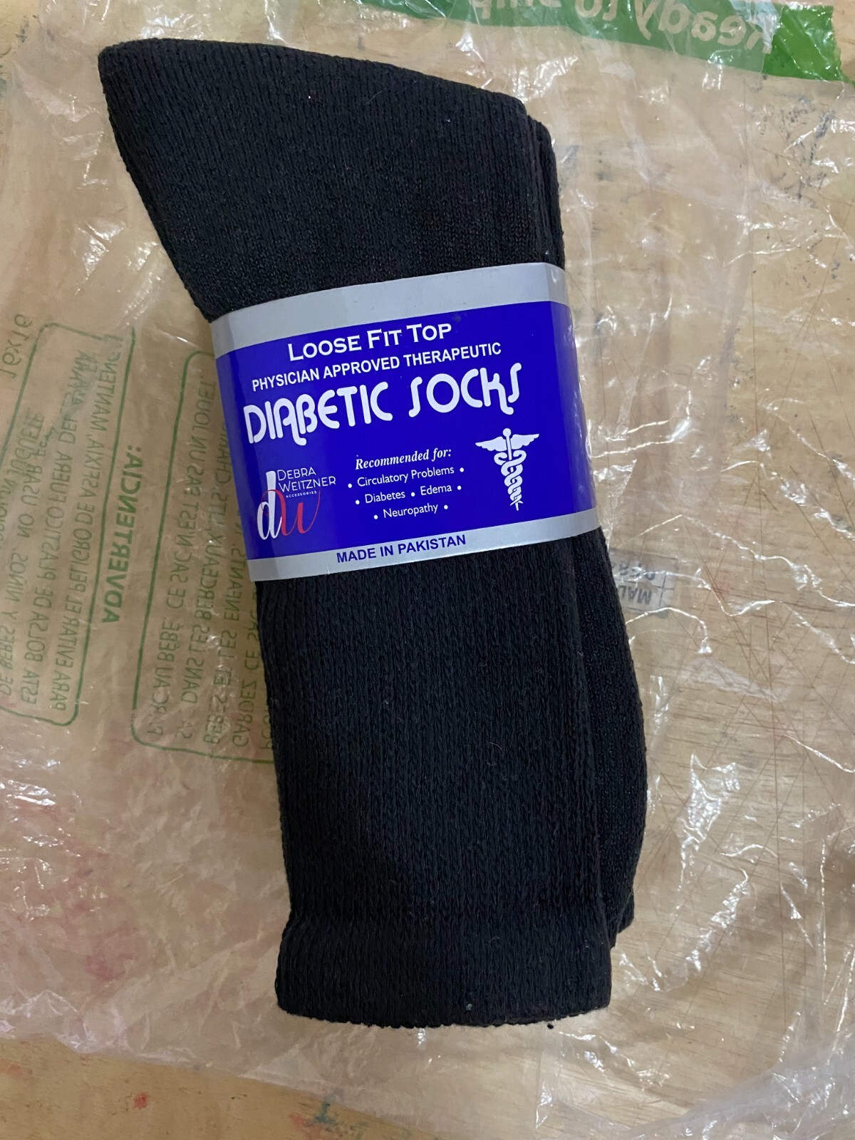 DEBRA WEITZNER Loose Fit Top Black 3-Pk Non Skid Diabetic Socks Size 13-15 New