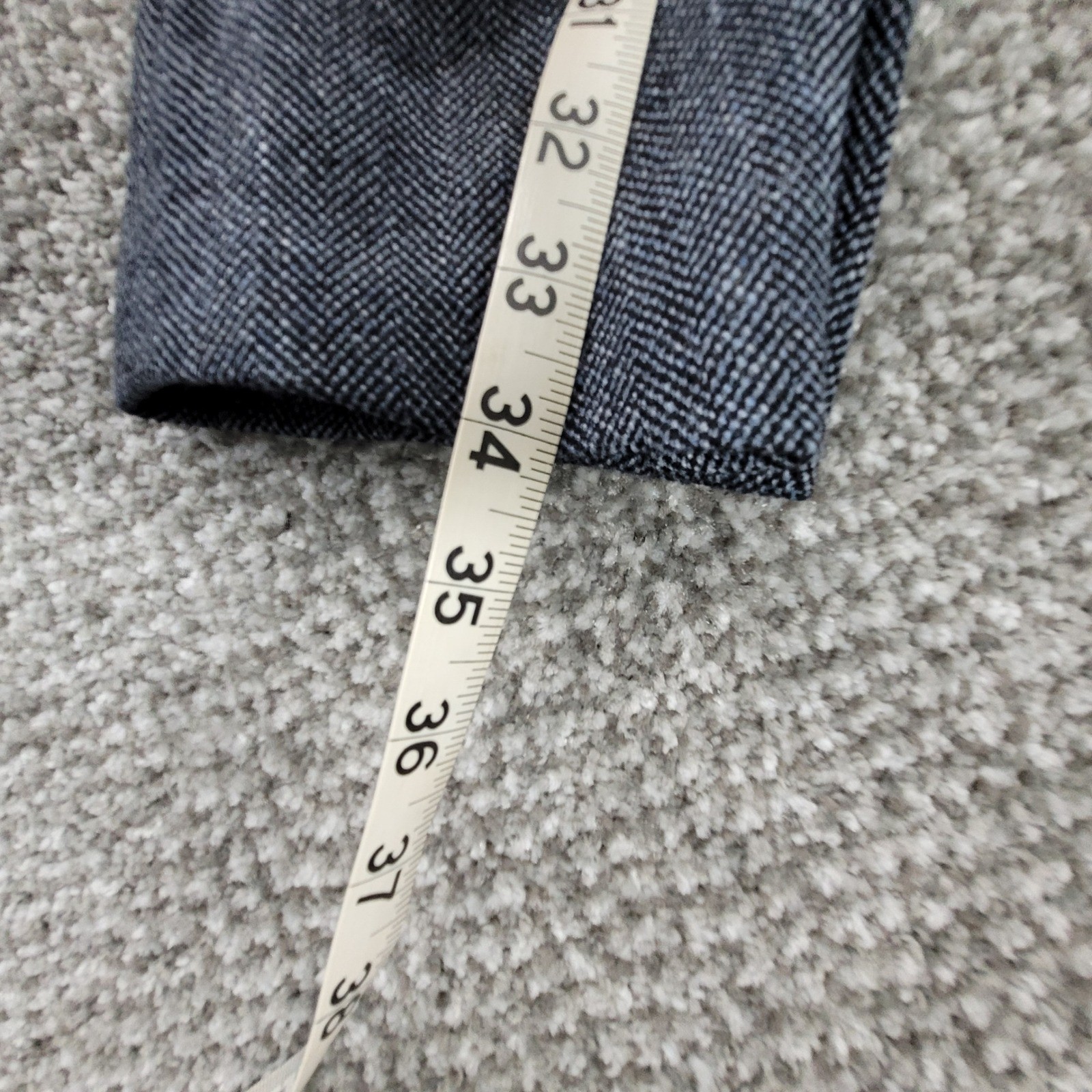 Hickey Freeman Milburn Mens 38R Blazer Blue Grey Herringbone Worsted Wool Jacket