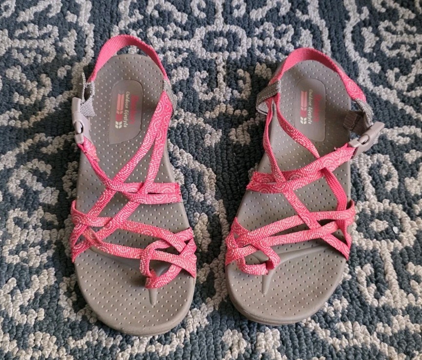Skechers Reggae Irie Coral Slingback Strappy Sport Toe Loop Sandals Women’s 8