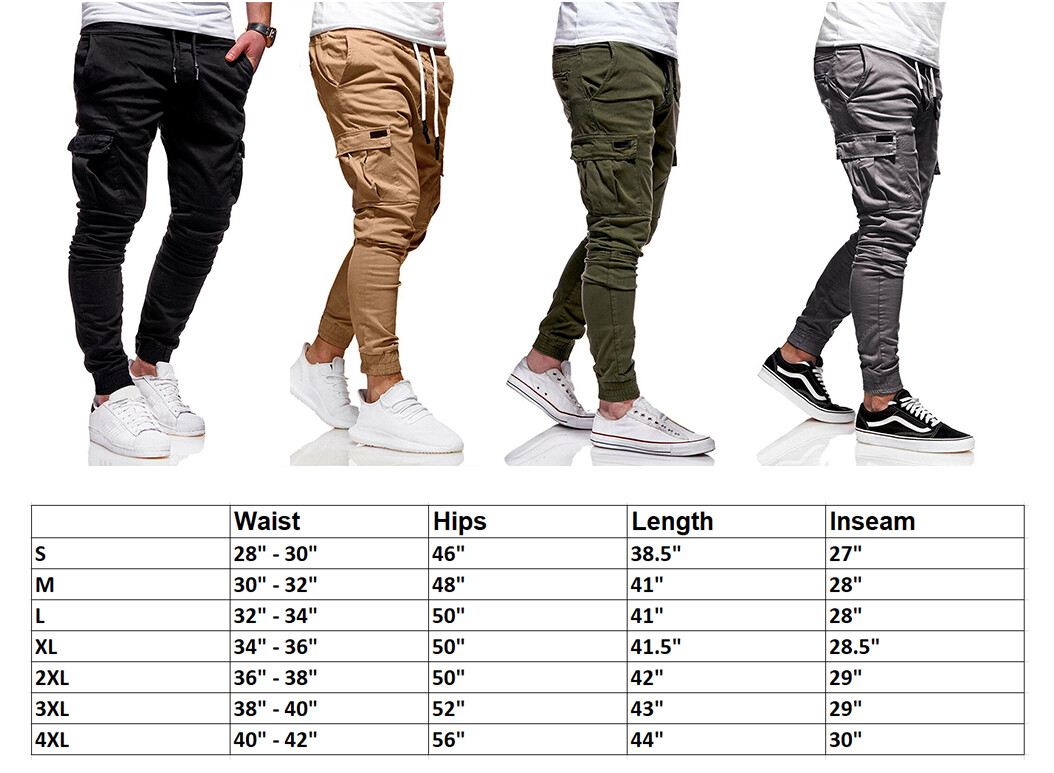 Men Casual Combat Joggers Pants Cargo Loose Baggy Sport Trousers