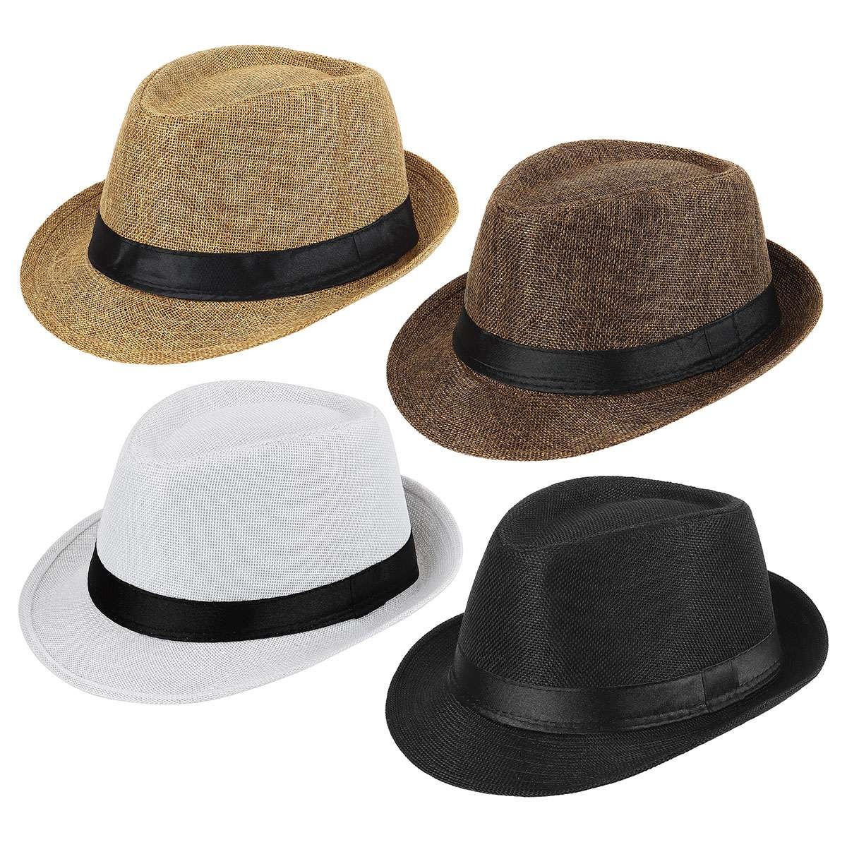 Classic Fedora Hats for Men Women Short Brim Felt Feather Hat Panama Dress Hat
