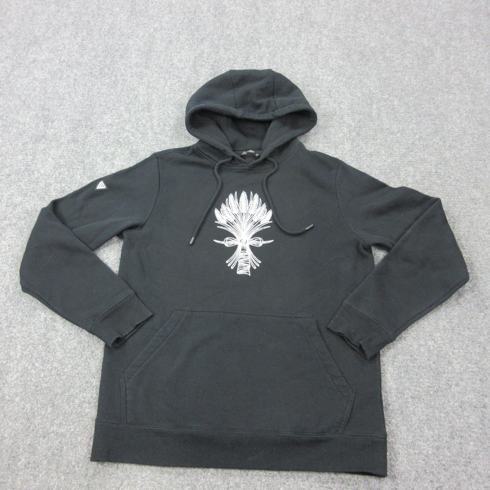 Levelwear Hoodie Mens Small Black Fleece Pullover Sweatshirt Wheat Graphic Logo