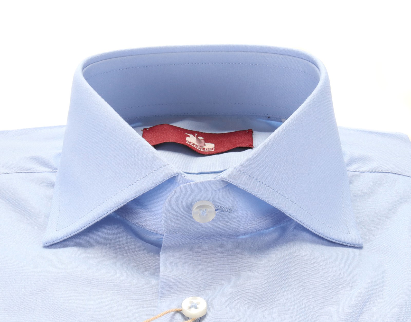 NWT EZZELINO DRESS SHIRT solid sky stretch cotton Italy M slim fit
