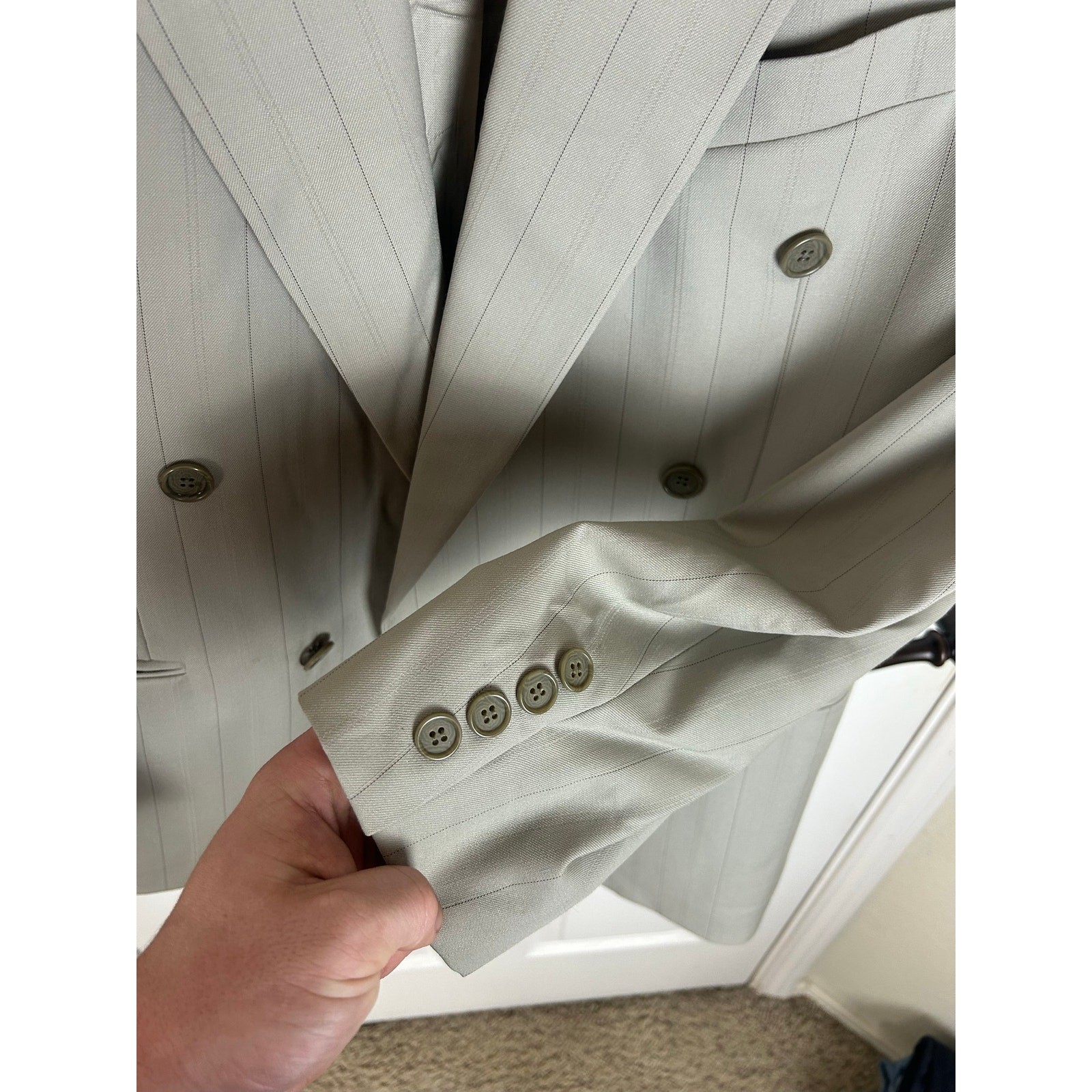 Toscanini Collezione Oro Double-Breasted Pinstripe Blazer Made Italy 52IT 42US