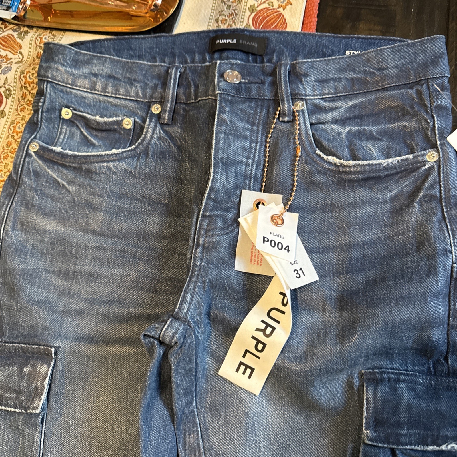 PURPLE BRAND – Cargo Medium Wash Denim Flare P004 Jeans – Men’s Sz 31×31