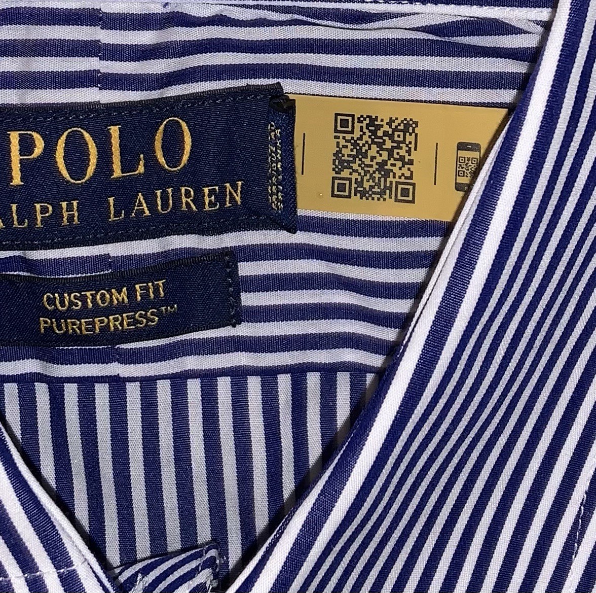 Polo Ralph Lauren Regent Custom Fit Button Up Poplin Shirt Striped Men’s Sz 15.5