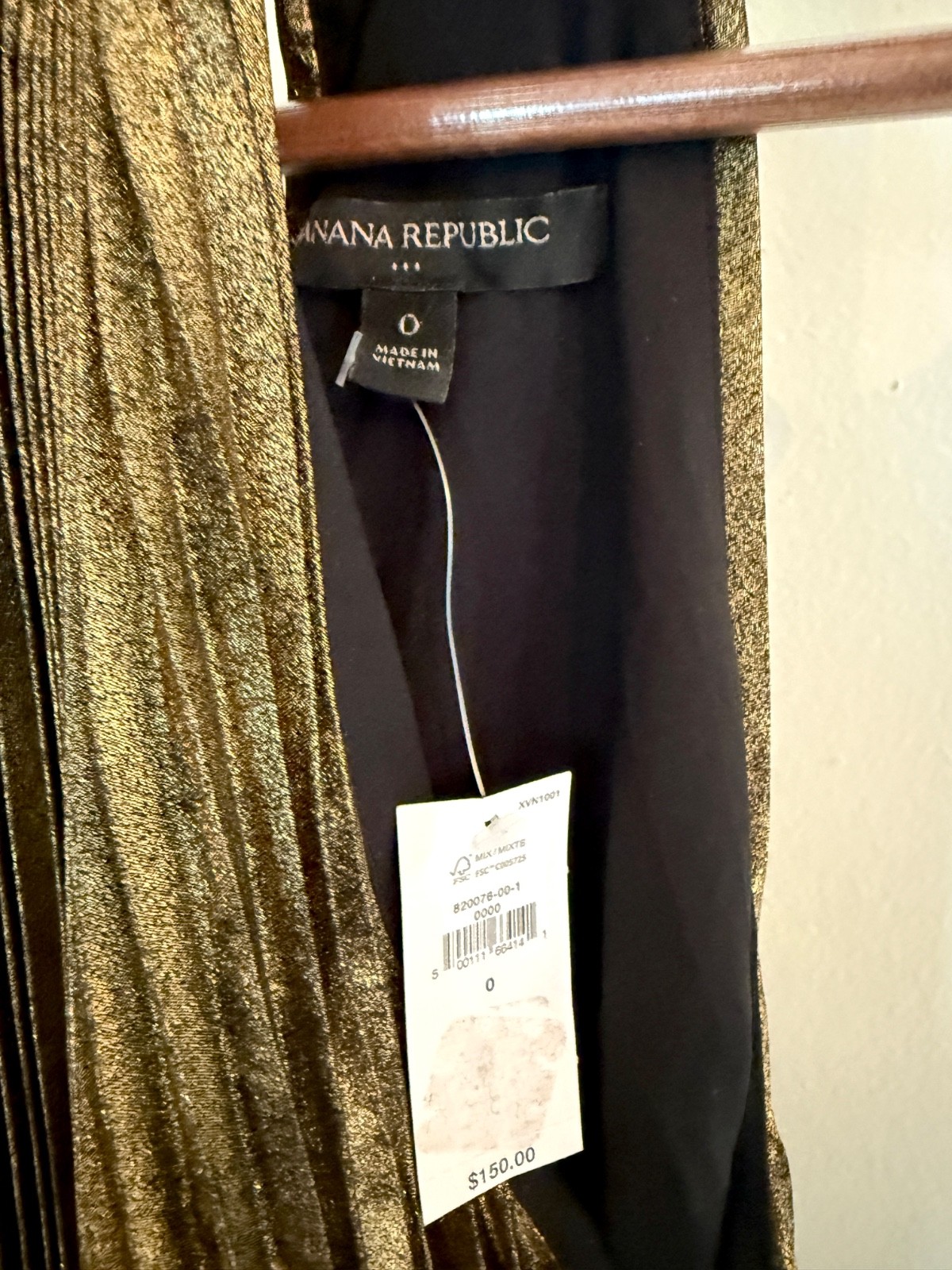 NWT Banana Republic | Size 0 | Halter Dress Gold and Brown Metallic