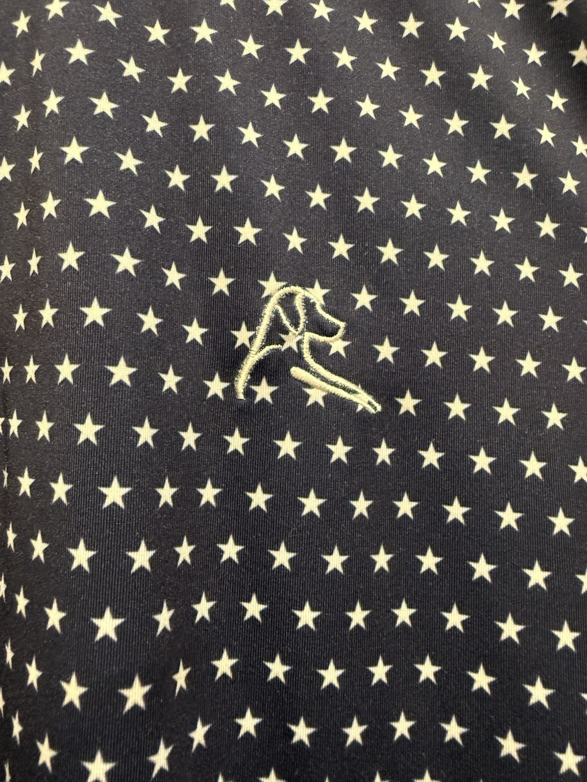 Rhoback Men’s Performance Polo Shirt Blue With White Stars, Size Large