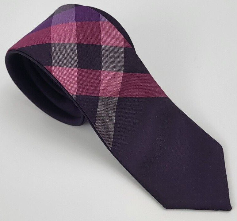 Express Changeable Polyester Tie Purple Pink Plaid Men Necktie Skinny 58 x 2