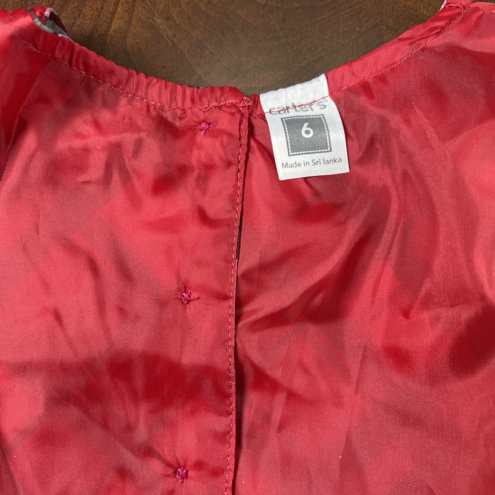 Carter’s Girls Size 6 Red Plaid Taffeta Holiday Dress Christmas Velvet Trim