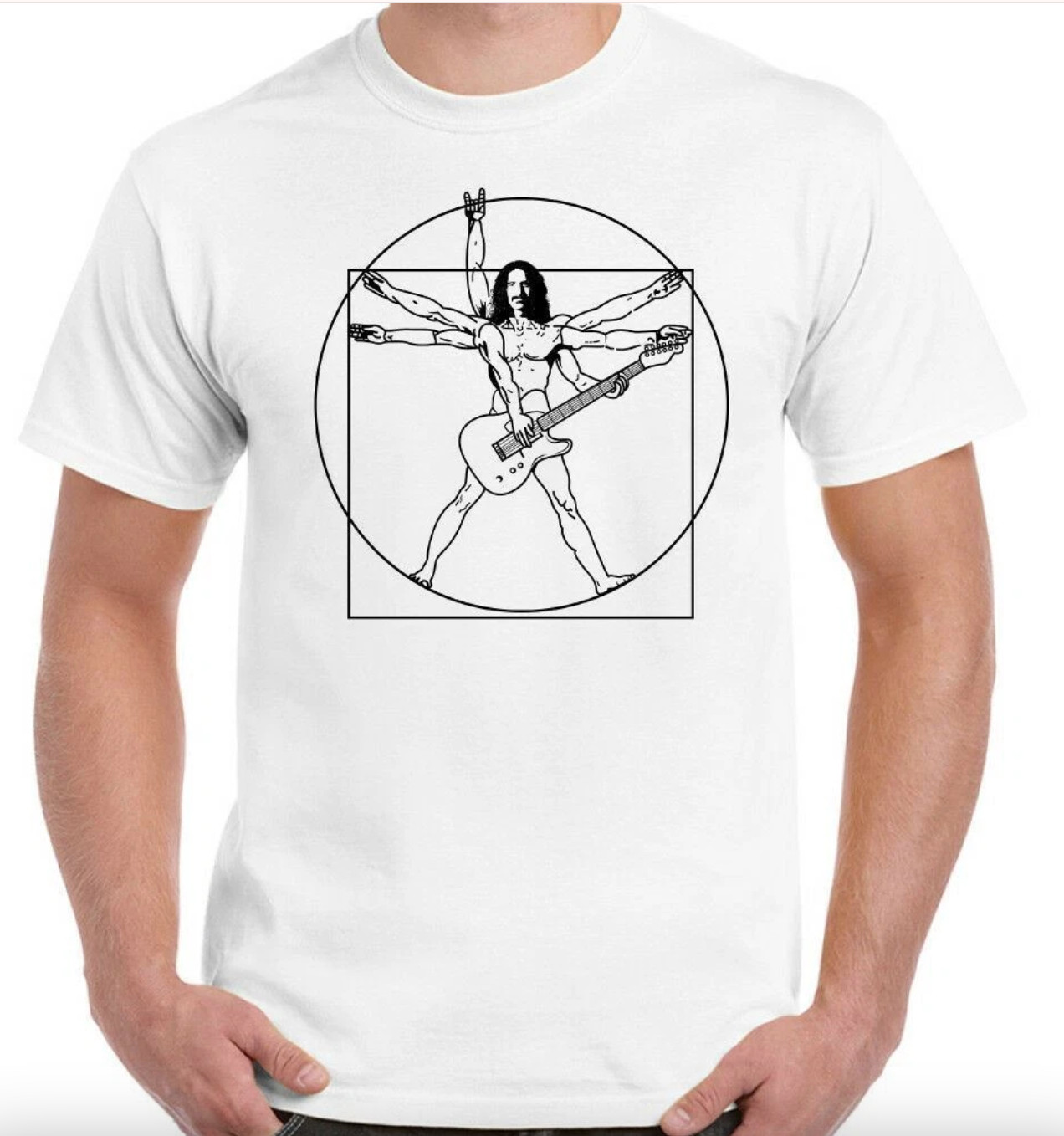 Frank Zappa T-Shirt Mens Funny Rock Music Electric Guitar Band Top Vitruvian