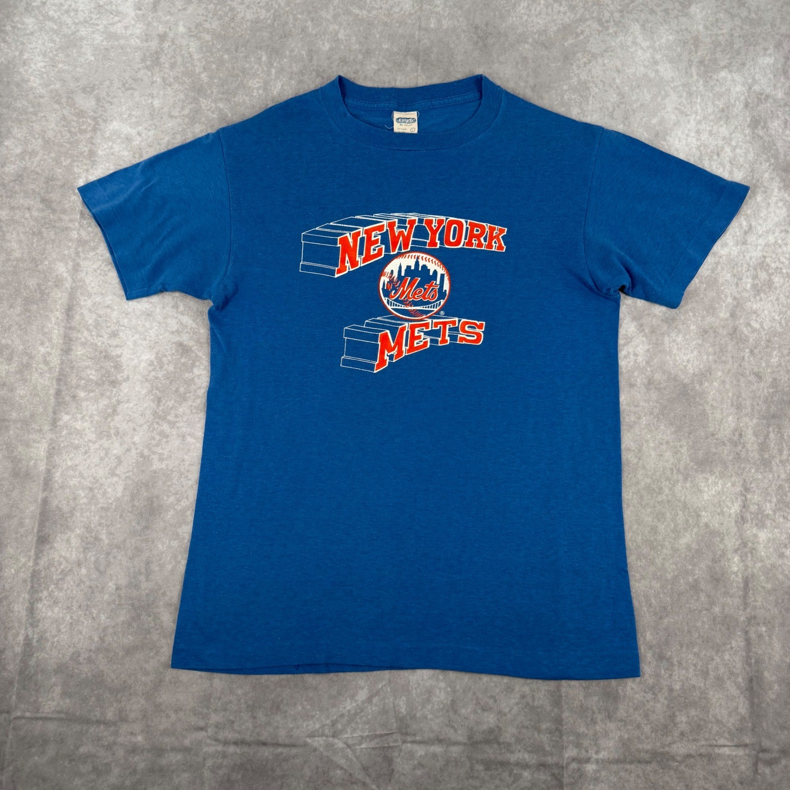 Vintage 80’s/90’s New York Mets Ched by Anvil Blue Graphic T-Shirt Single Stitch