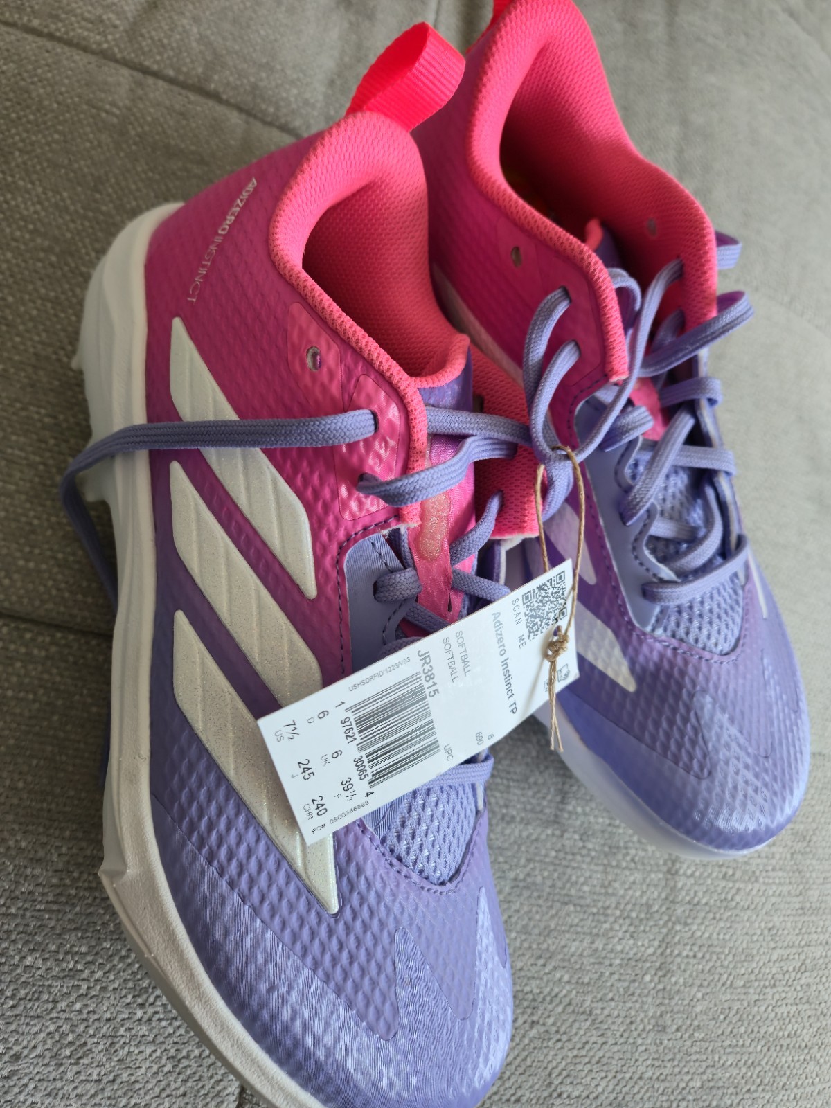 adidas ADIZERO Instinct Softball Cleats Purple/Pink/White Lace Up US W 7.5