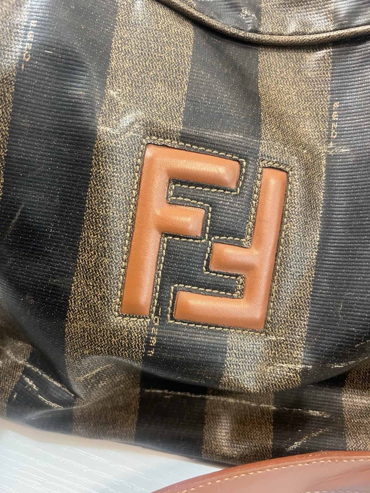 Fendi Bag Crossbody FF Logo Purse Brown Stripe Gold Buckle Zucca Long Man Camera