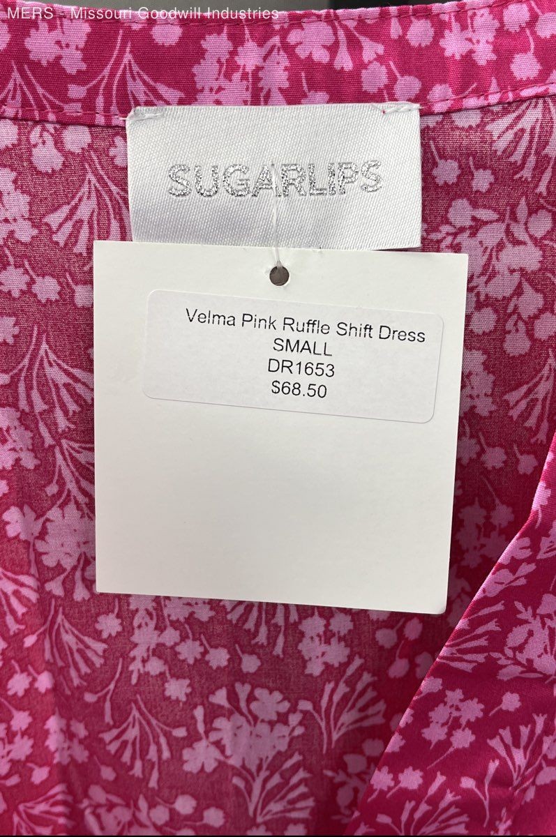 Sugarlips Womens Dress Pink Floral Ruffle Shift Velma DR1653 Small