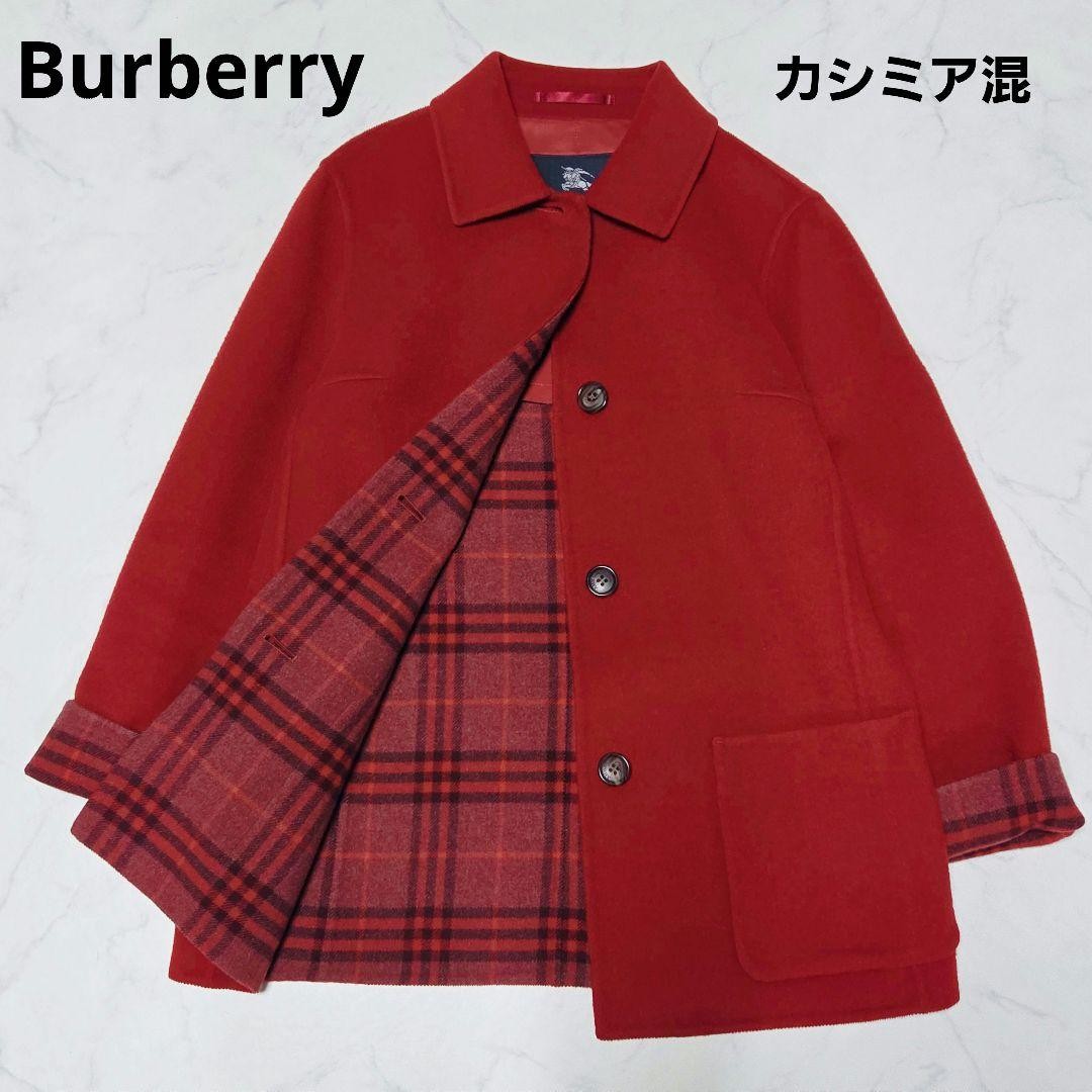 Burberry Cashmere Coat Nova Check Red L