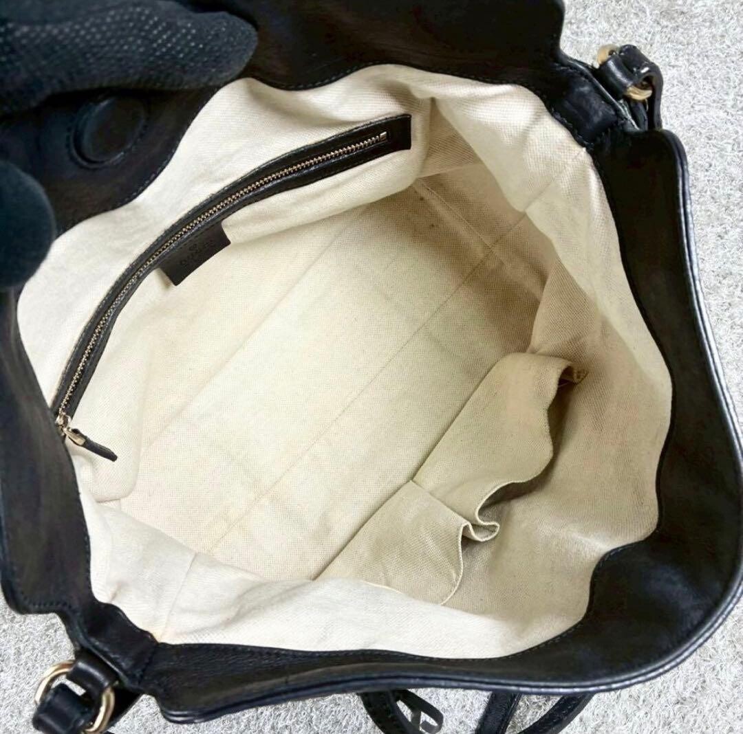 GUCCI Shoulder bag Black Guccissima Authentic From Japan