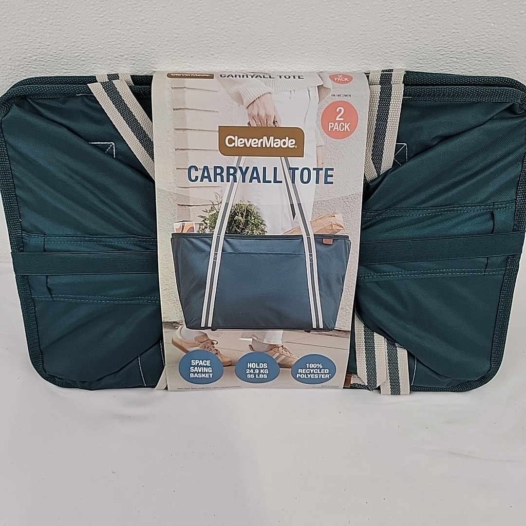Clevermade Carryall Tote Space Saving Basket Holds Up To 55lbs 2 Pack