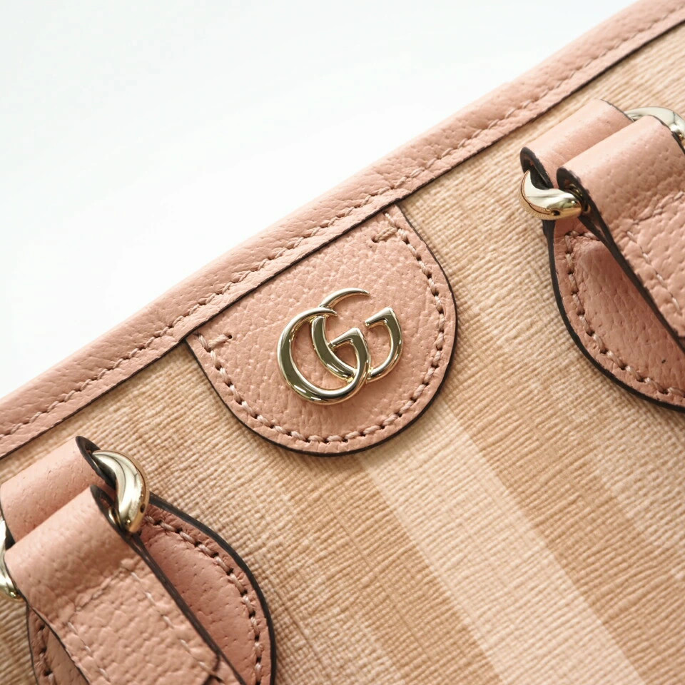 GUCCI GG Supreme Ophidia Small Tote Bag 2way Pink Beige