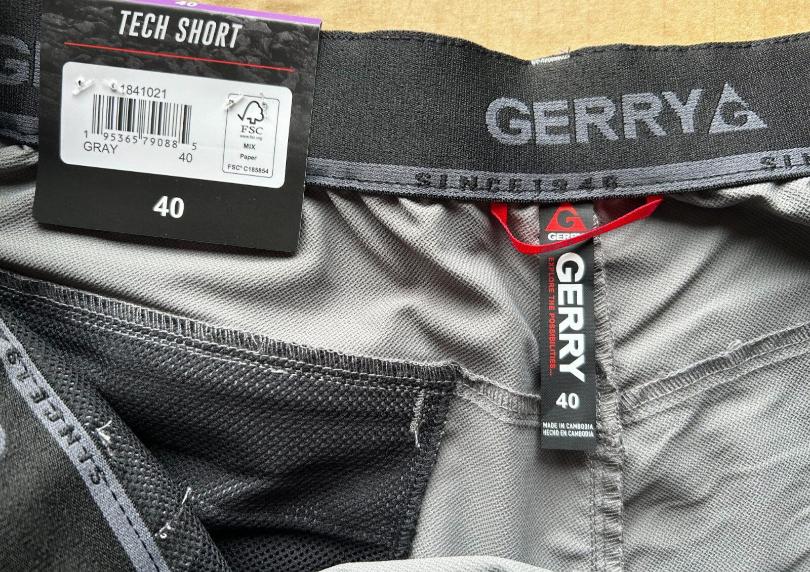Gerry Men’s Tech Short UPF 30+ Gray size 40