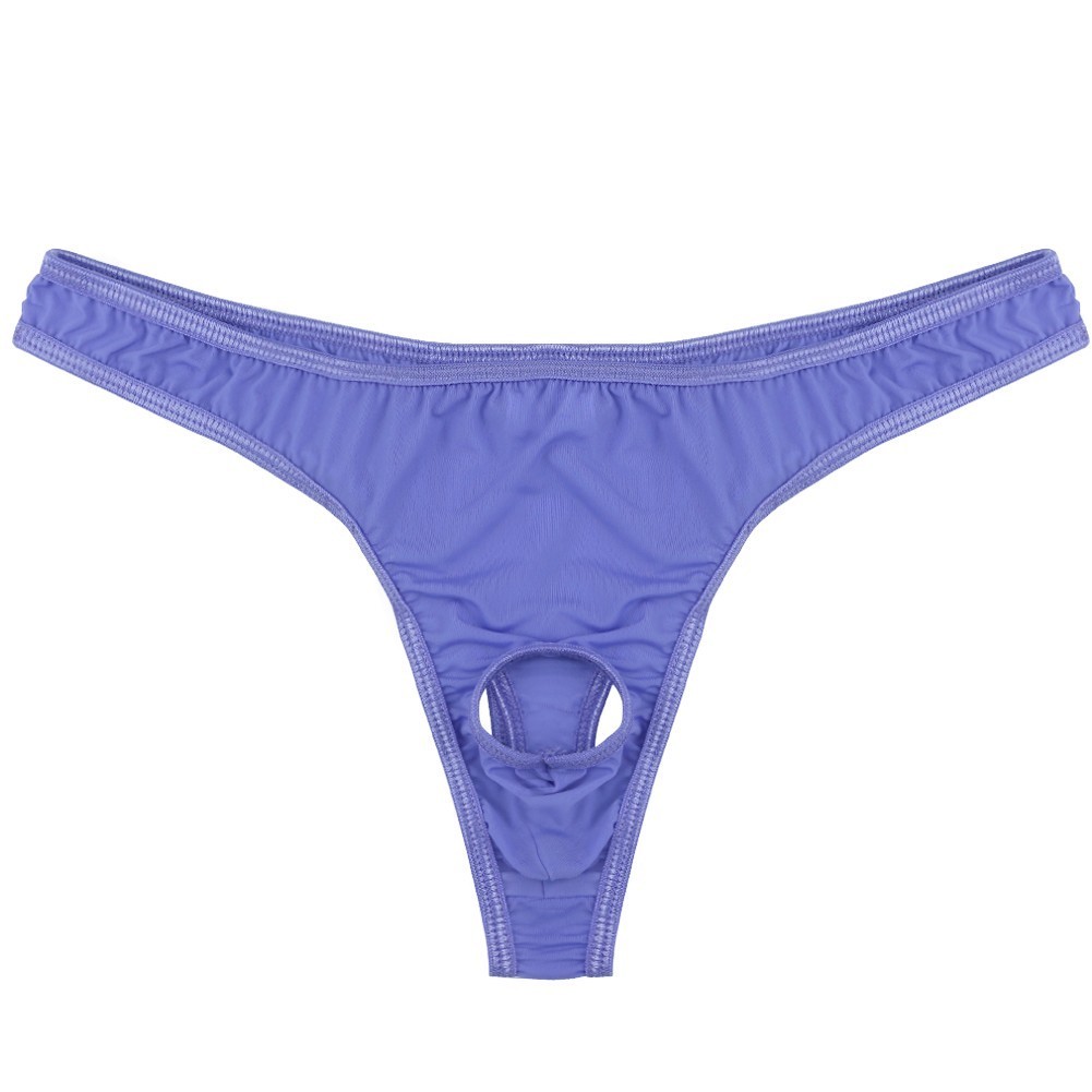 Men’s Low Rise Smooth G-String Thongs Open Crotch Front Bikini Briefs Underwear