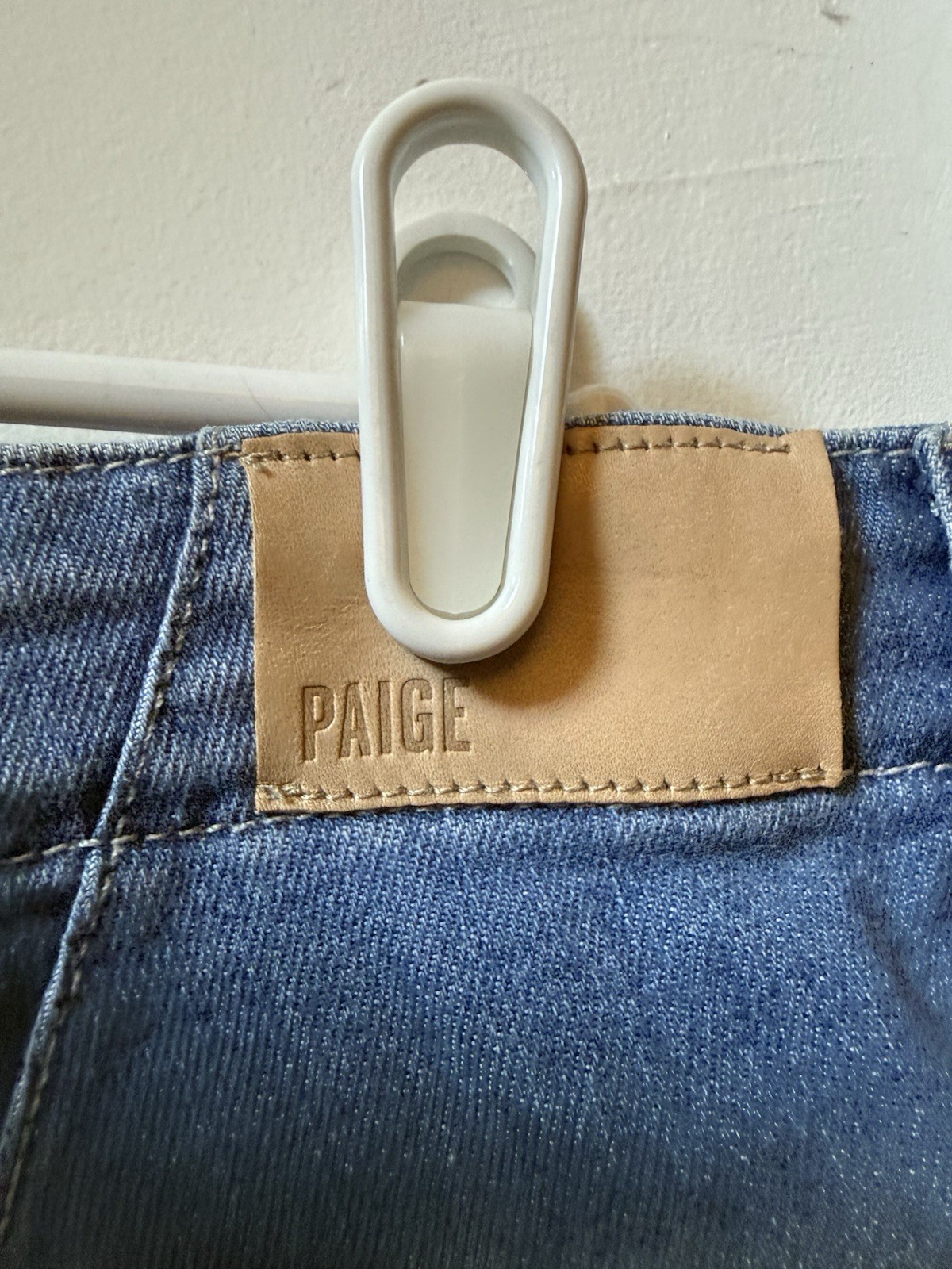 Paige Women’s Mayslie Blue Denim Jogger Jeans Cargo Pocket Stretch Sz 31