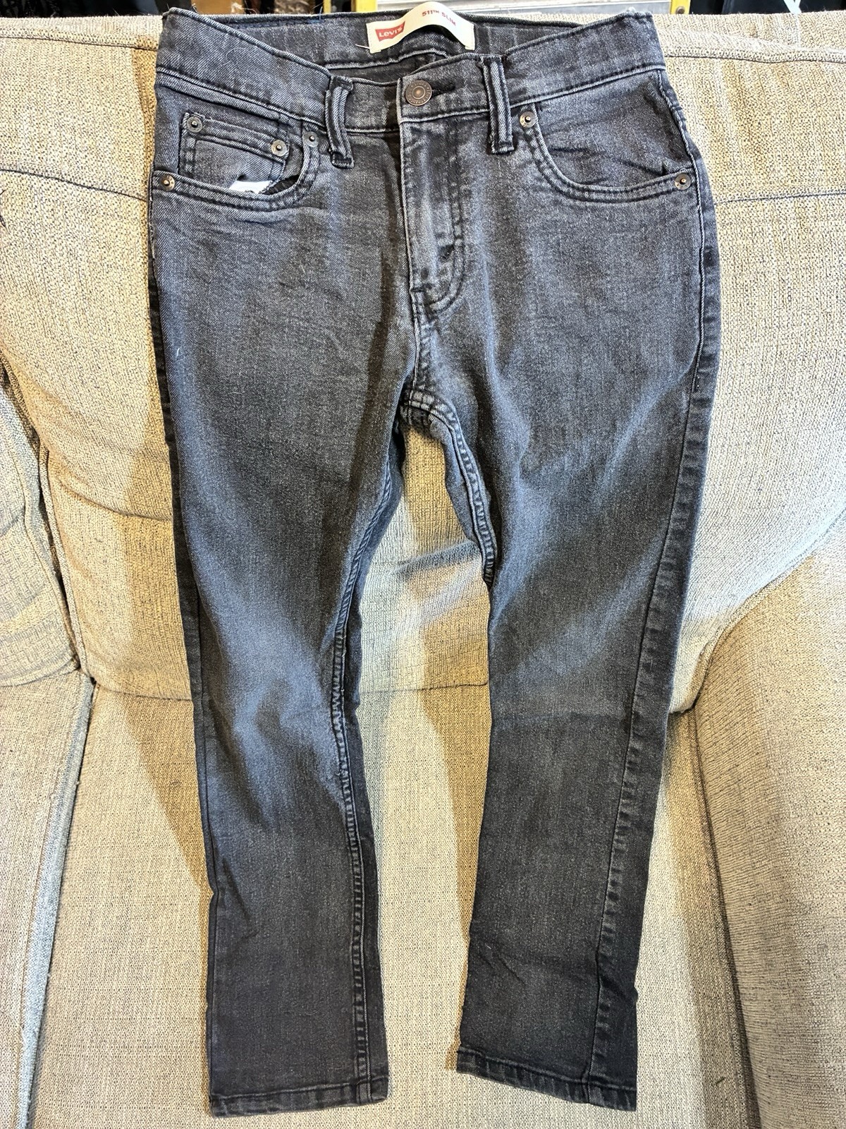 Levi’s 511 Boys Skinny Black Denim Jeans Dark Wash Size 12 Reg W26 L27