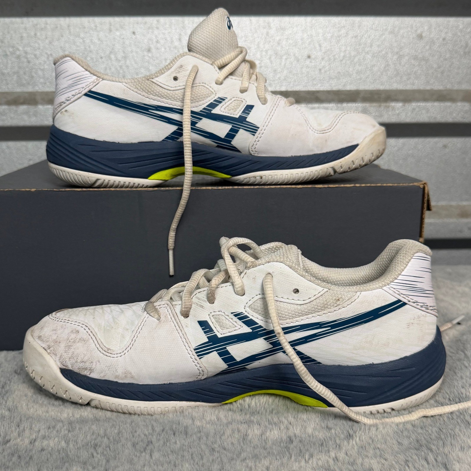 Asics Gel-Game 9 Womens Tennis Shoes White Dive Blue 1044A052 Size 6.5