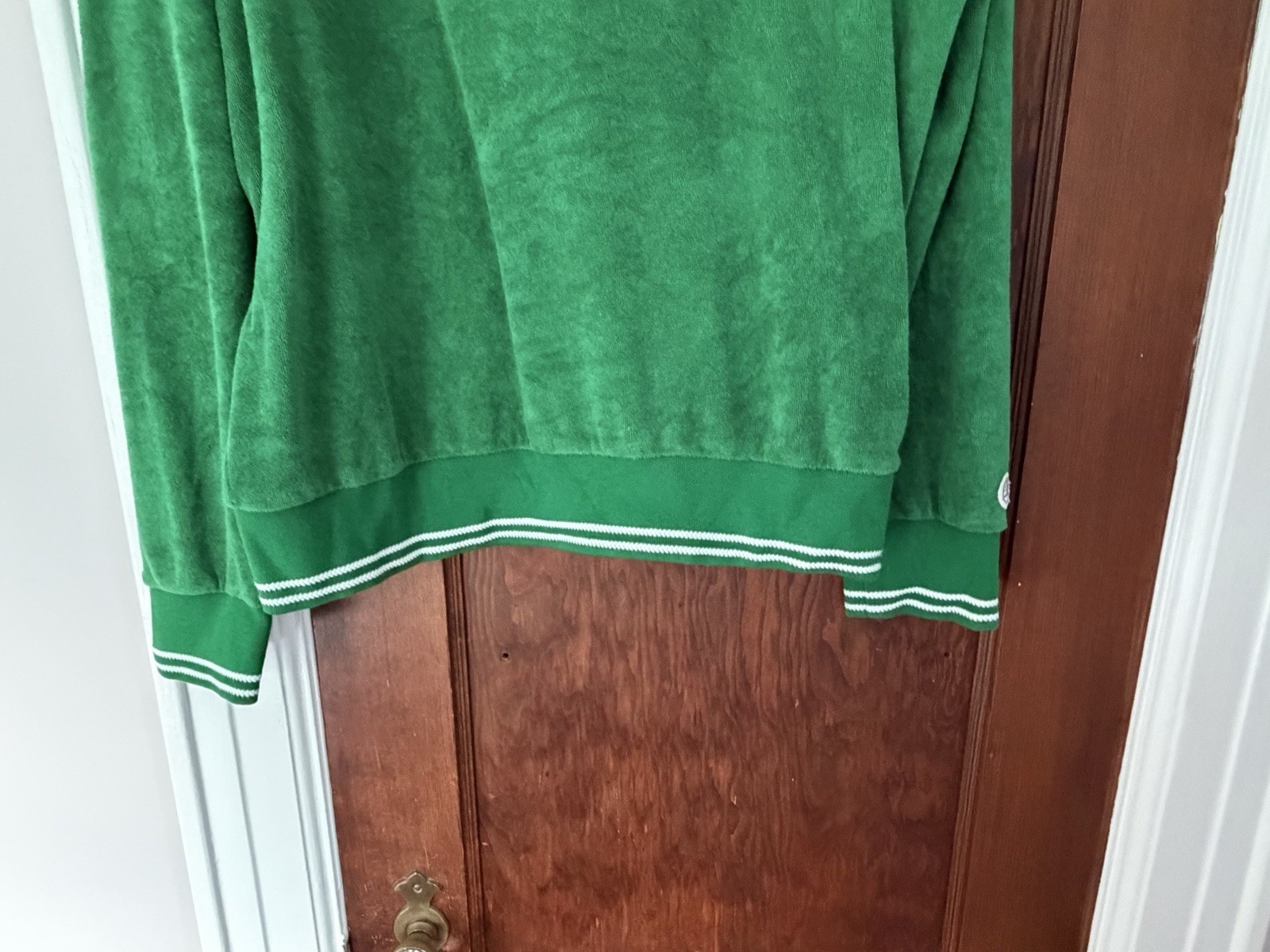 Todd Snyder x Champion Velour/Terry Cloth Long Sleeve Polo Shirt Medium Green