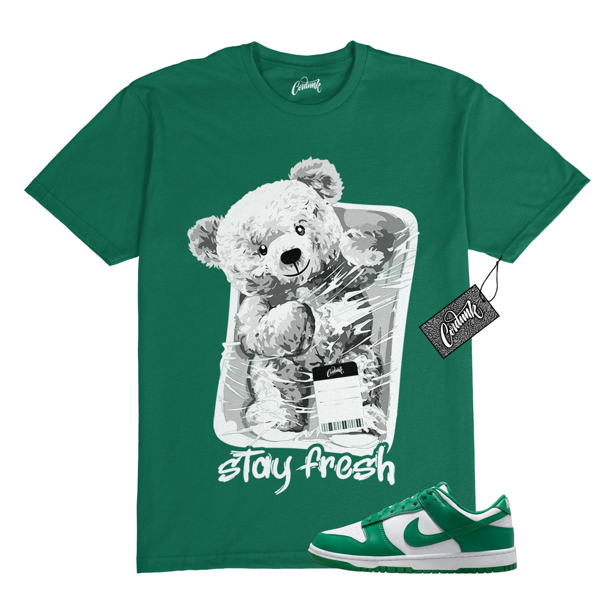 Dunk Malachite Green White Low T Shirt Match STAY