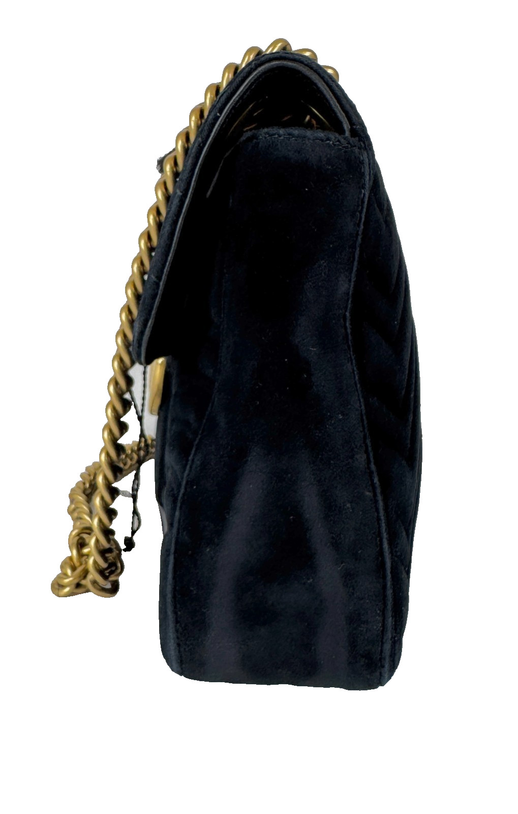 Gucci Auth Black Double G Marmont Medium Velvet Crossbody Shoulder Chain GG Bag
