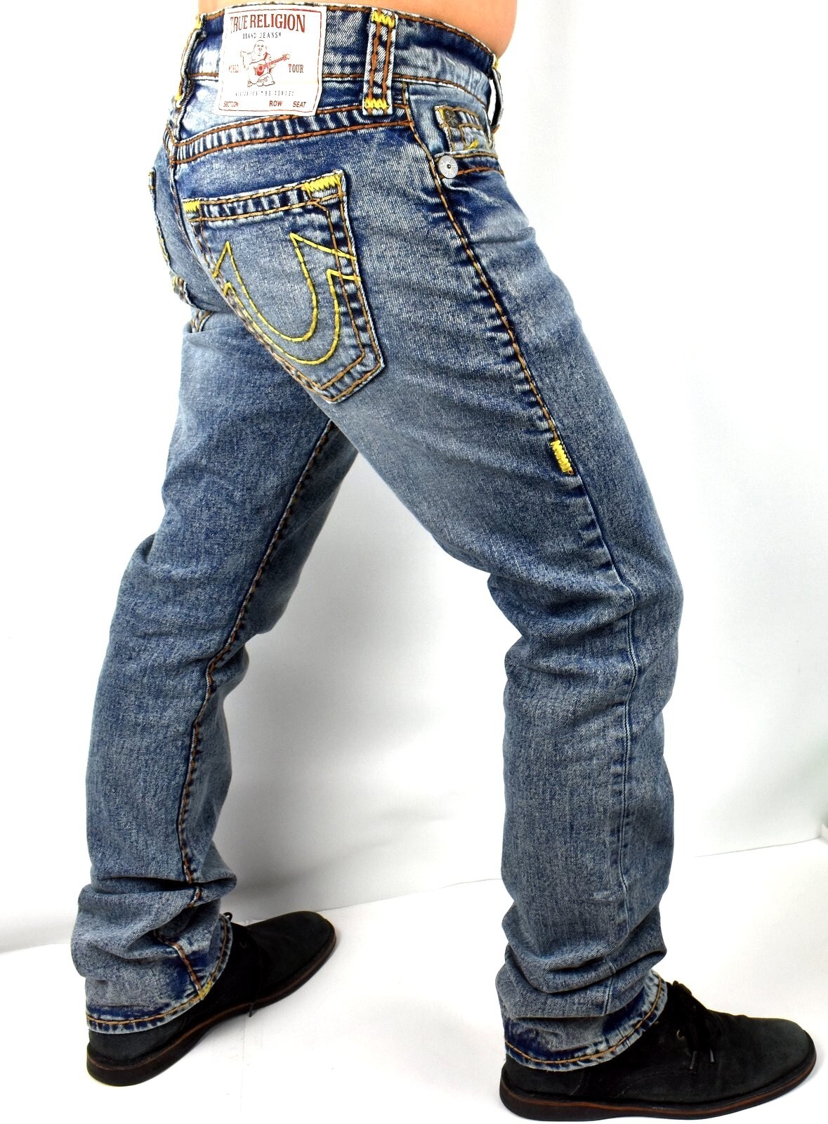 True Religion Men’s Ricky Medium Wash Relaxed Straight Super T Jeans – 107524