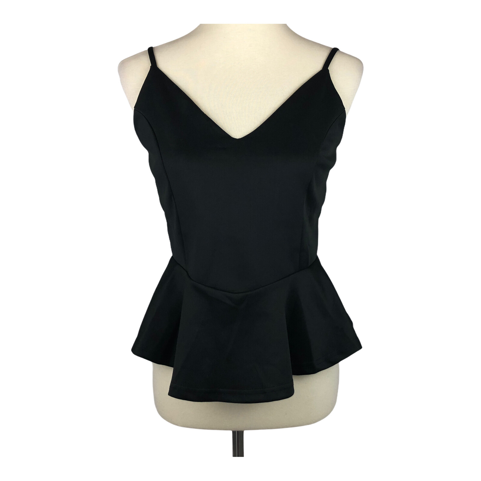 Hesperus Top Medium Black Sleeveless Spaghetti Strap V-Neck Stretch