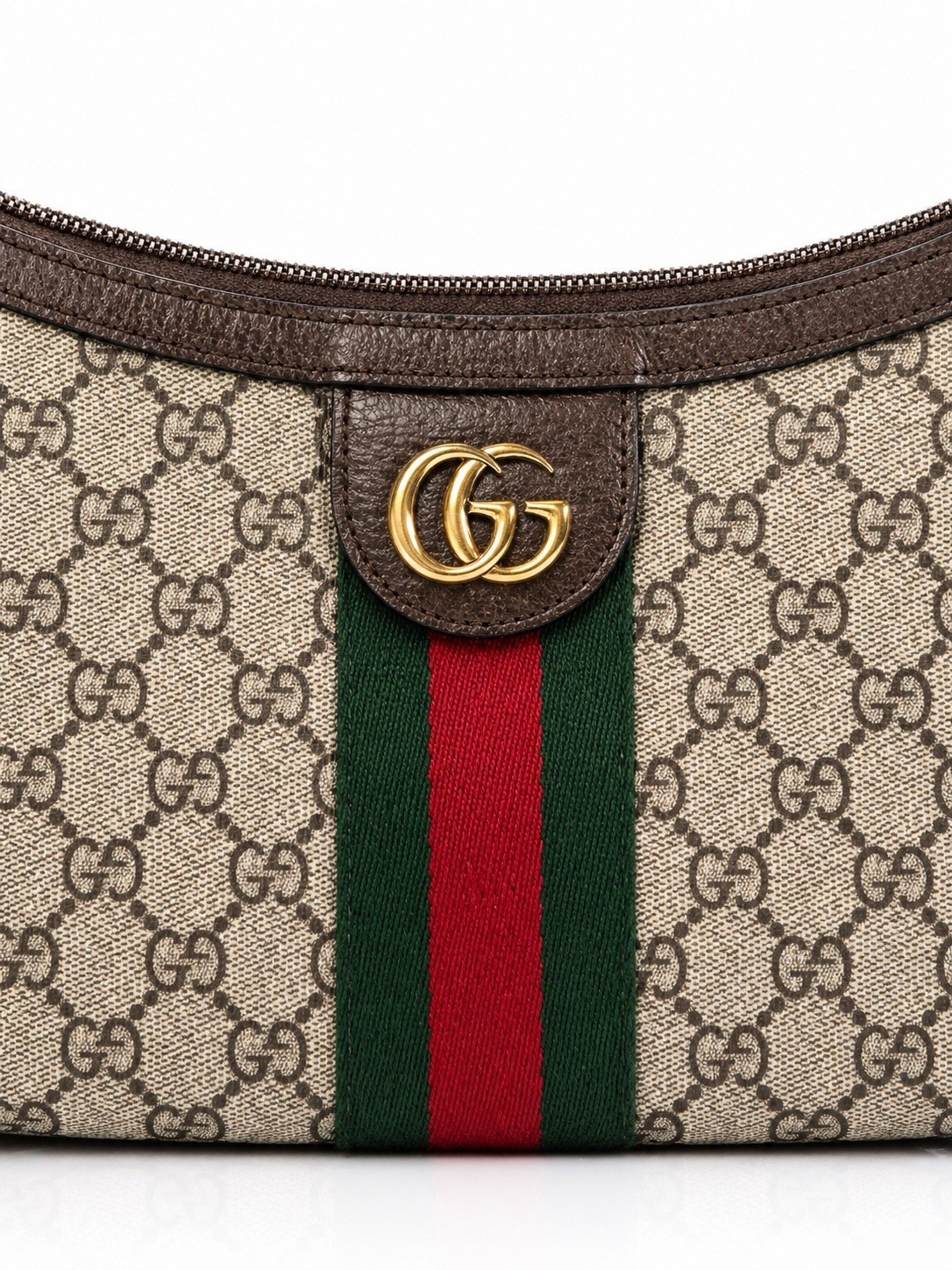 Gucci GG Supreme Monogram Web Small Ophidia Half Moon Hobo Brown With Box/Bags