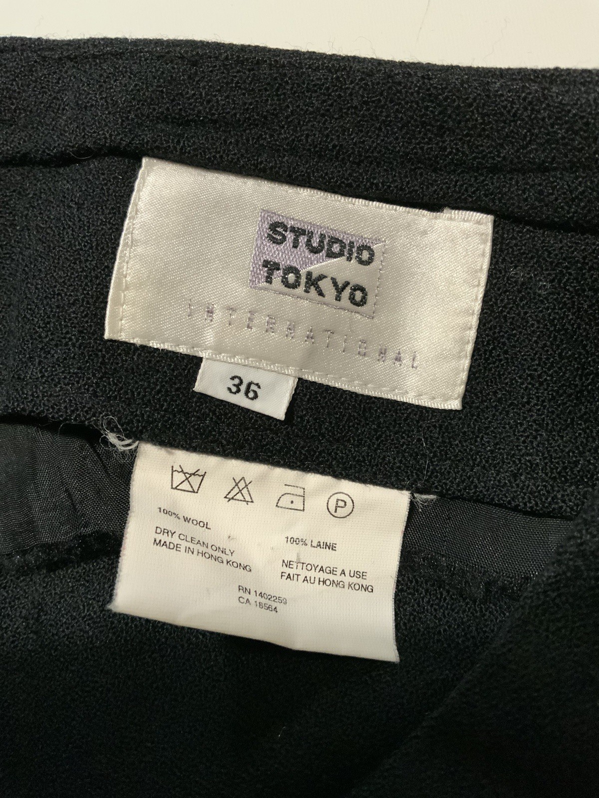 Vintage 80s Studio Tokyo International Japan Wool Black Pleated Cuffed Pants 36