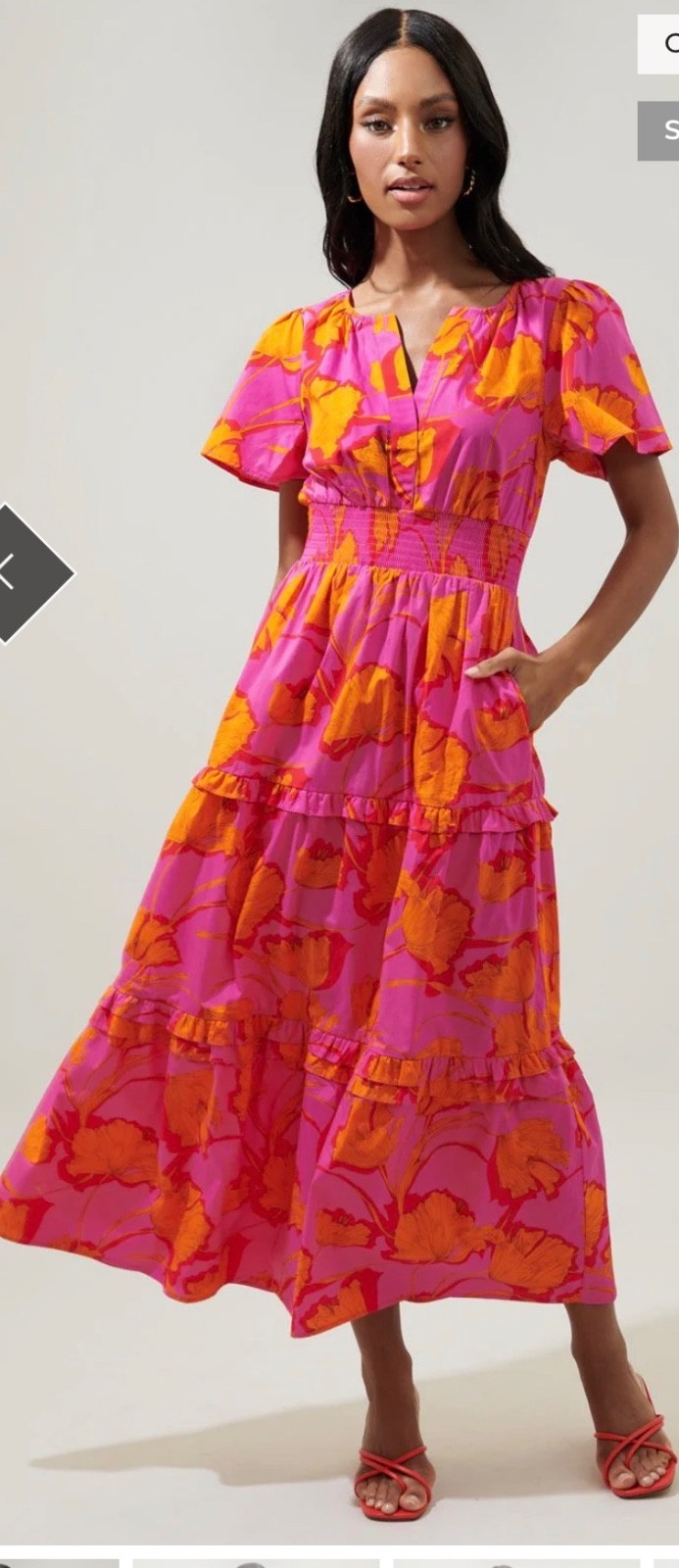Sugarlips, pink floral maxi dress, size small