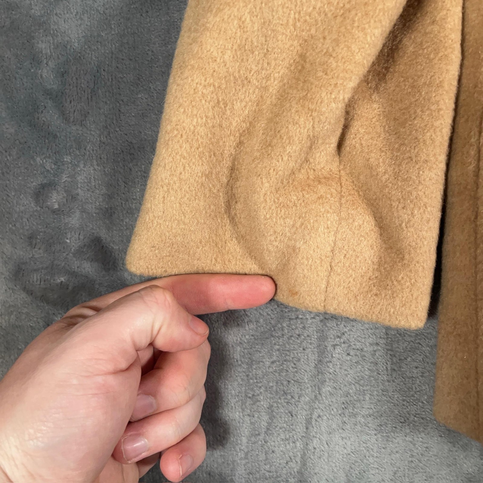 True Vintage Nordstrom Coat Womens Medium Camel Hair Leopard Collar Peacoat 60s