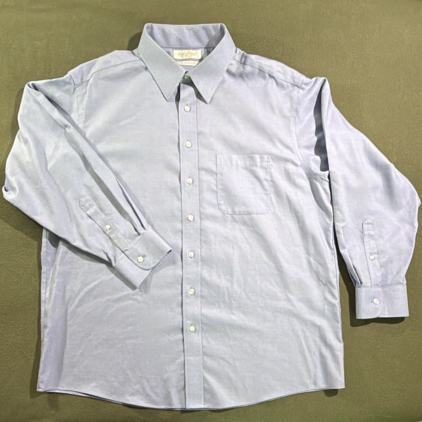 Roundtree & Yorke Gold Label Men’s Fitted Blue Non-Iron Dress Shirt 17.5 33