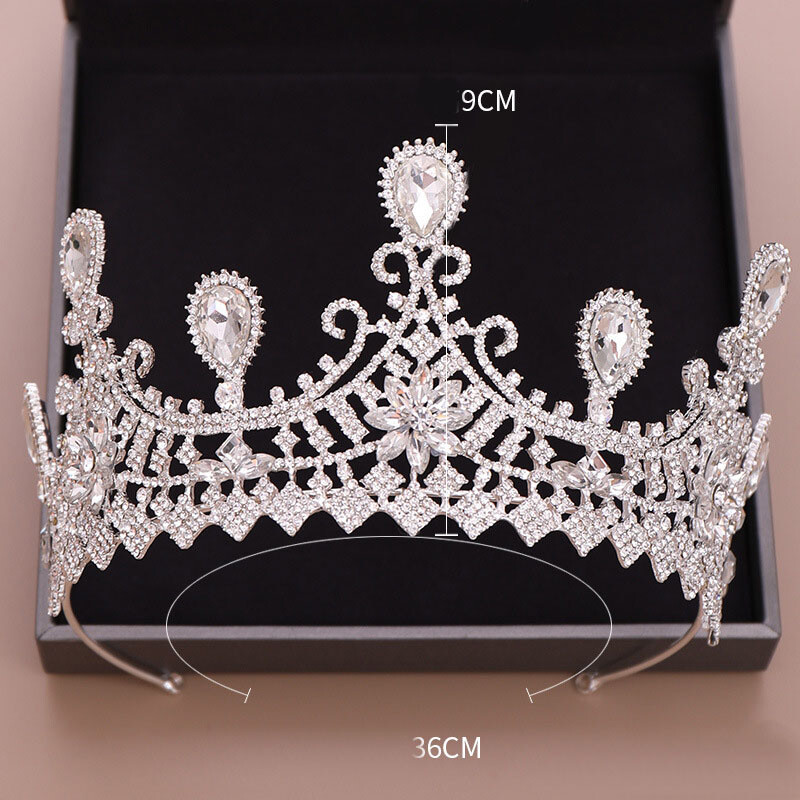 2 Colours 9cm Tall Leaf Crystal Tiara Crown Wedding Bridal Queen Princess Prom