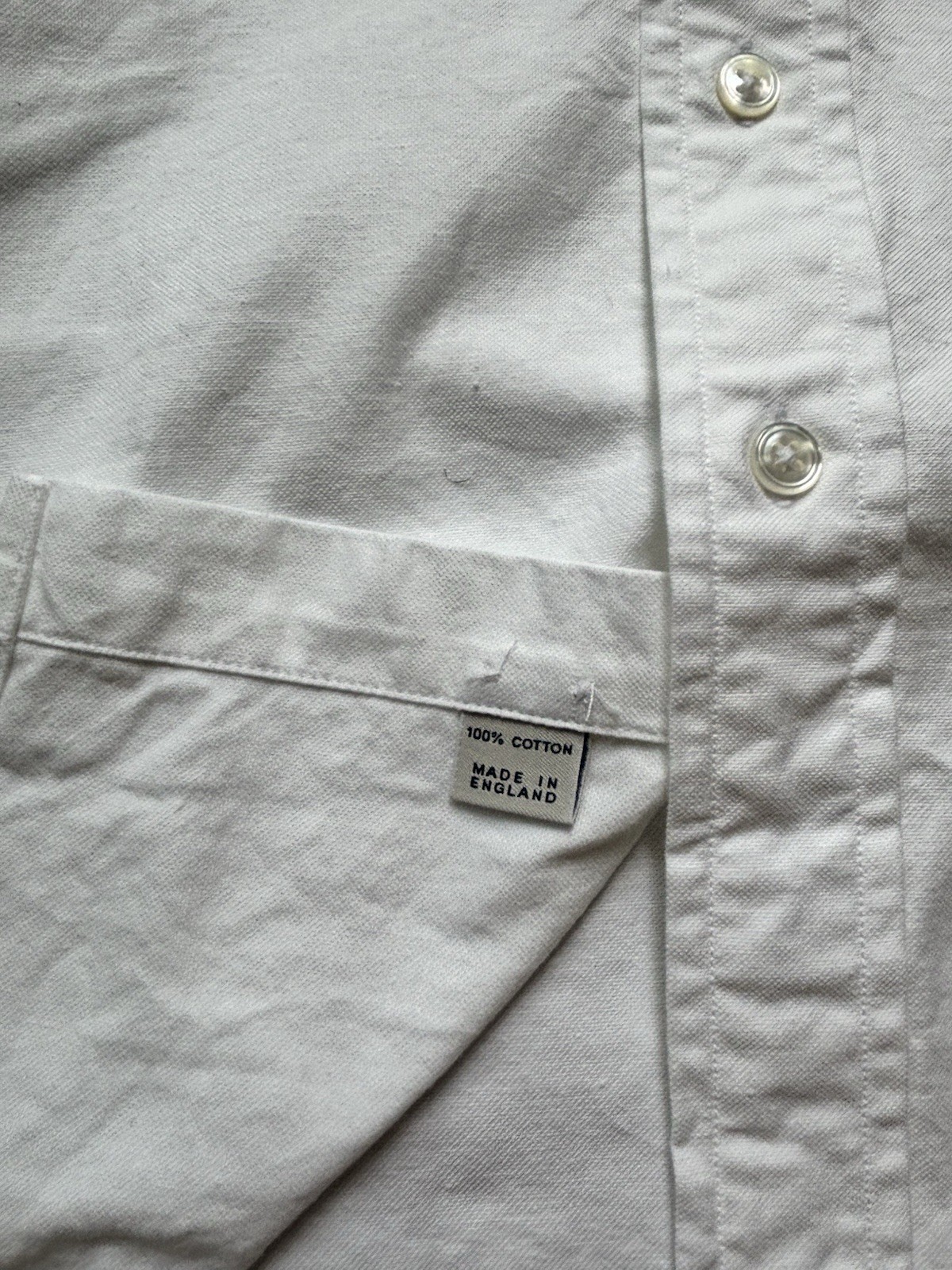 Drake’s London White Oxford Button Down Shirt Made in England 15-39