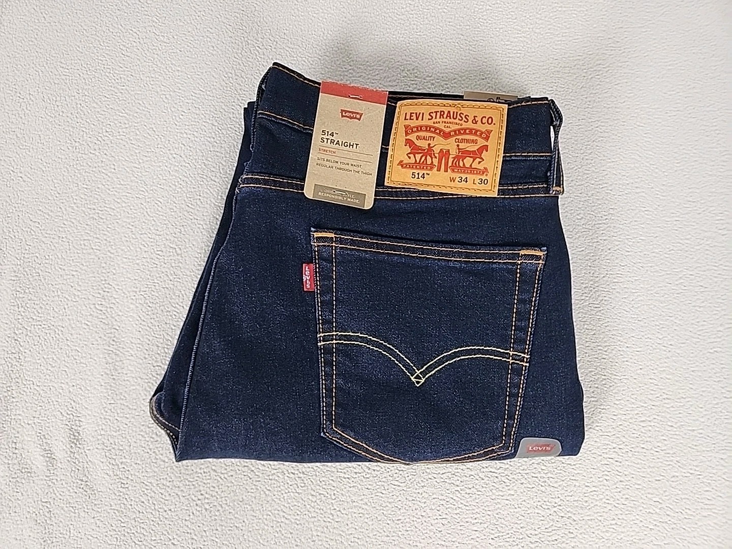 Levi’s 514 Regular Fit Zip Fly Straight Leg Denim Jeans 34X30 Men’s Dark Blue