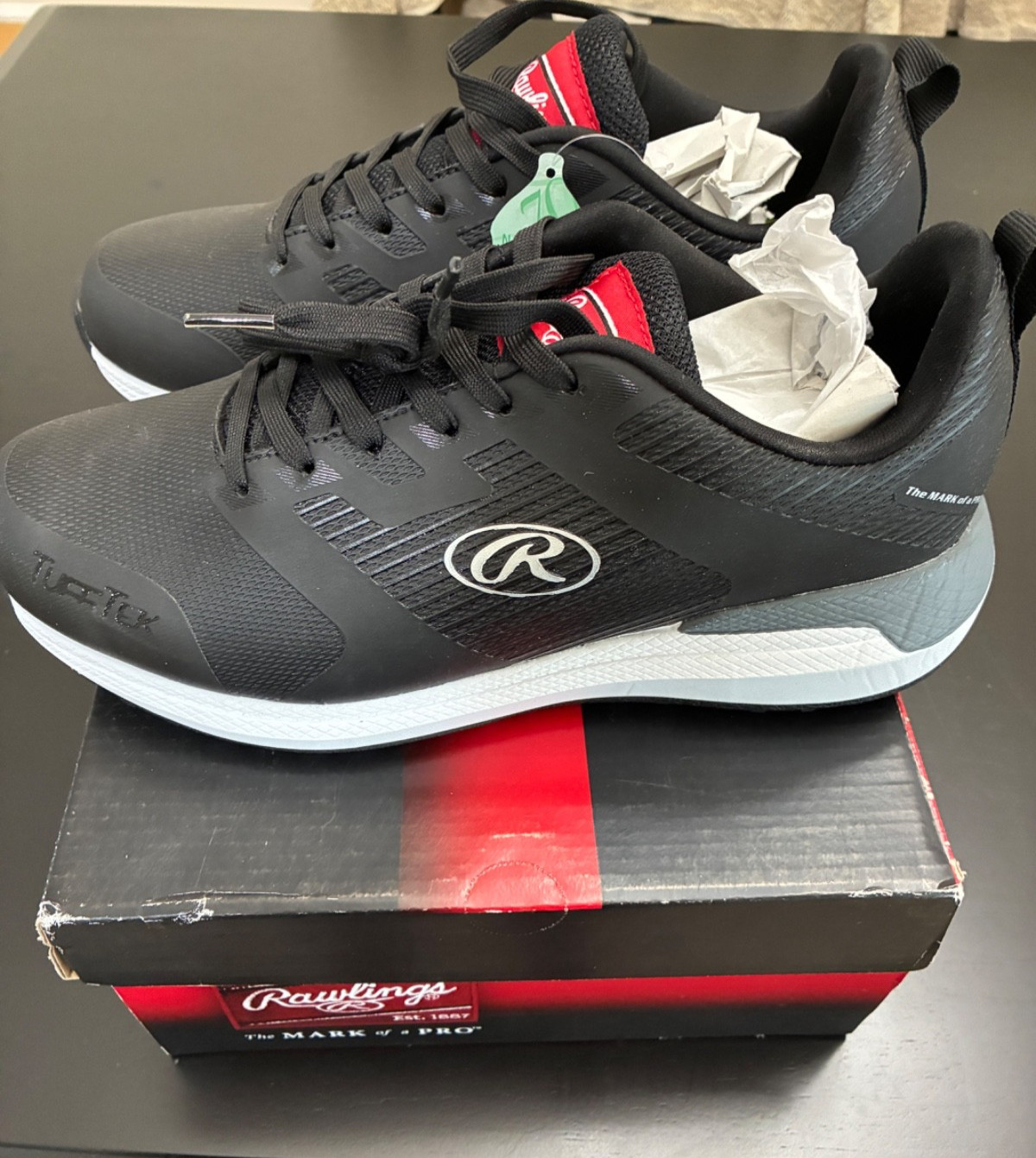 Brand New! Rawlings Men’s League Softball/Baseball Turf Shoes Black Size 9 D