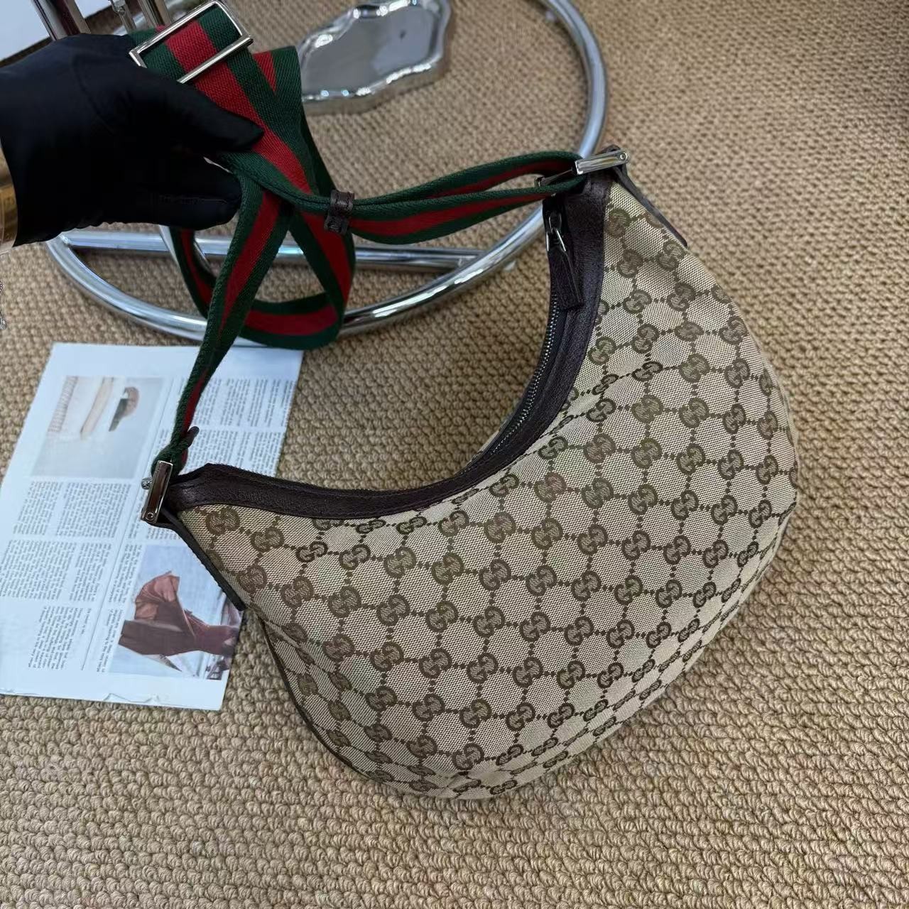 Gucci Half Moon Ophidia Monogram Crossbody GG Canvas