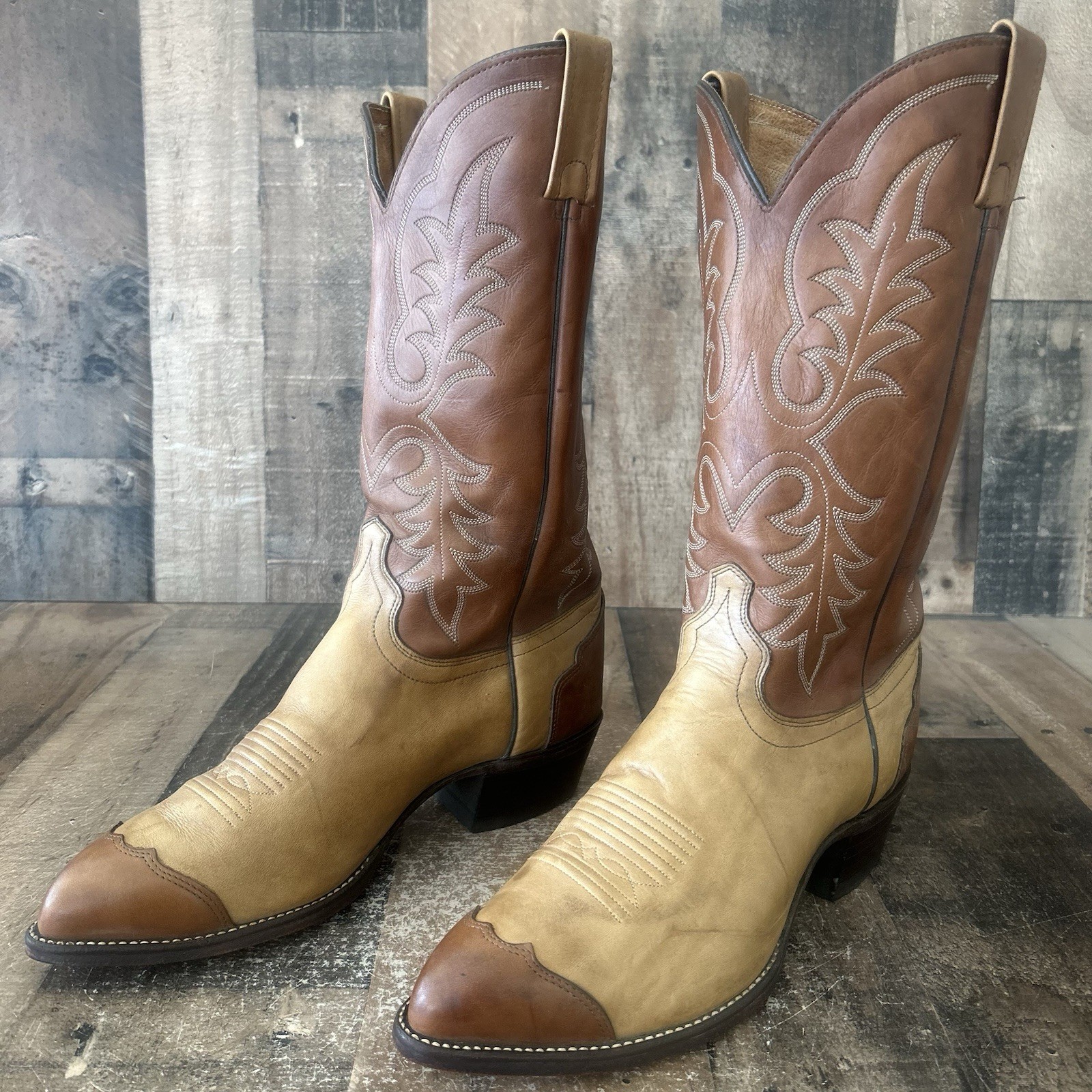 J Chisholm Vintage Wingtip Western Urban Cowboy Boots Mens 10 EE