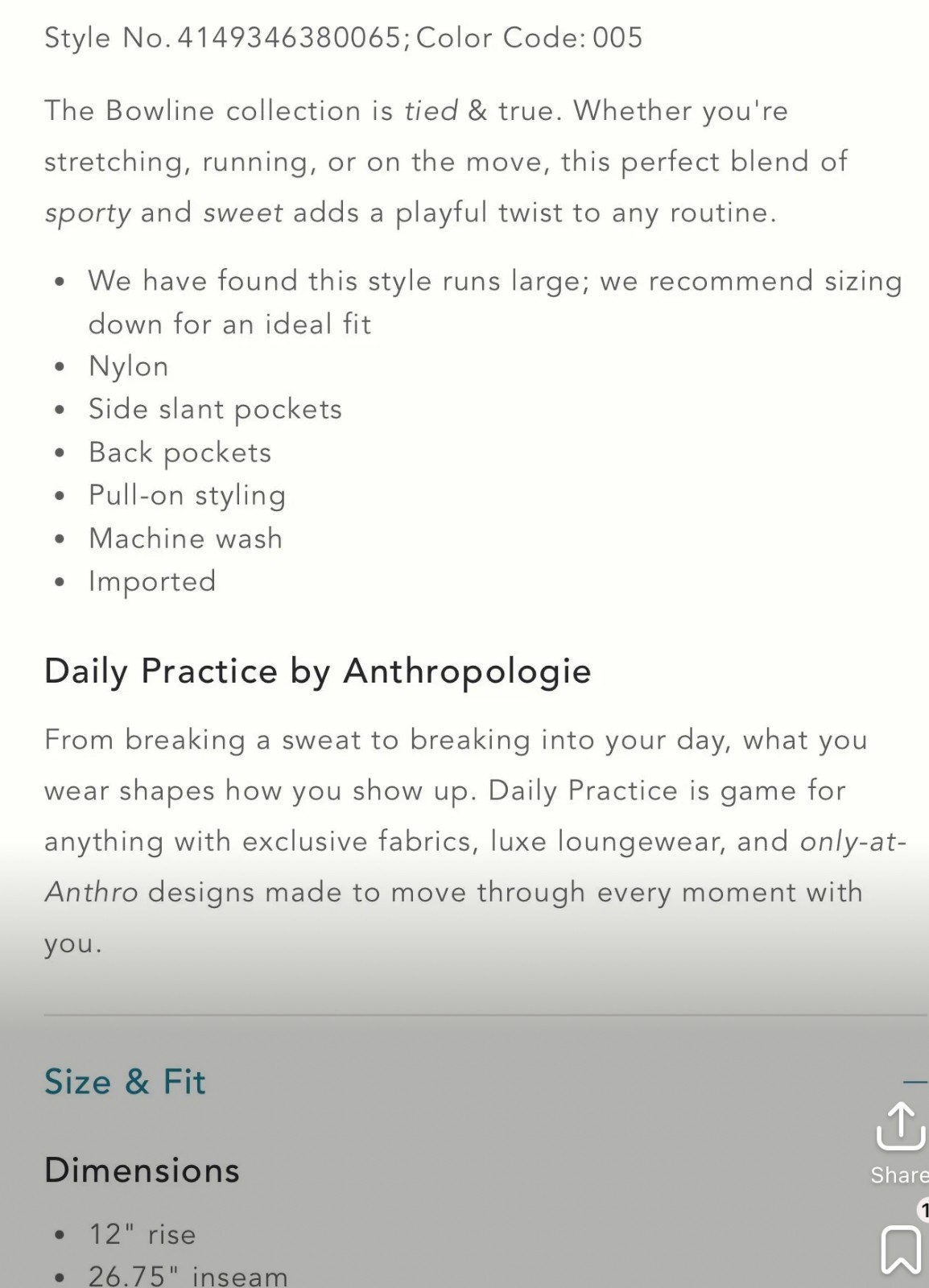 Bowline Parachute Pants BLUE Creme Daily Practice